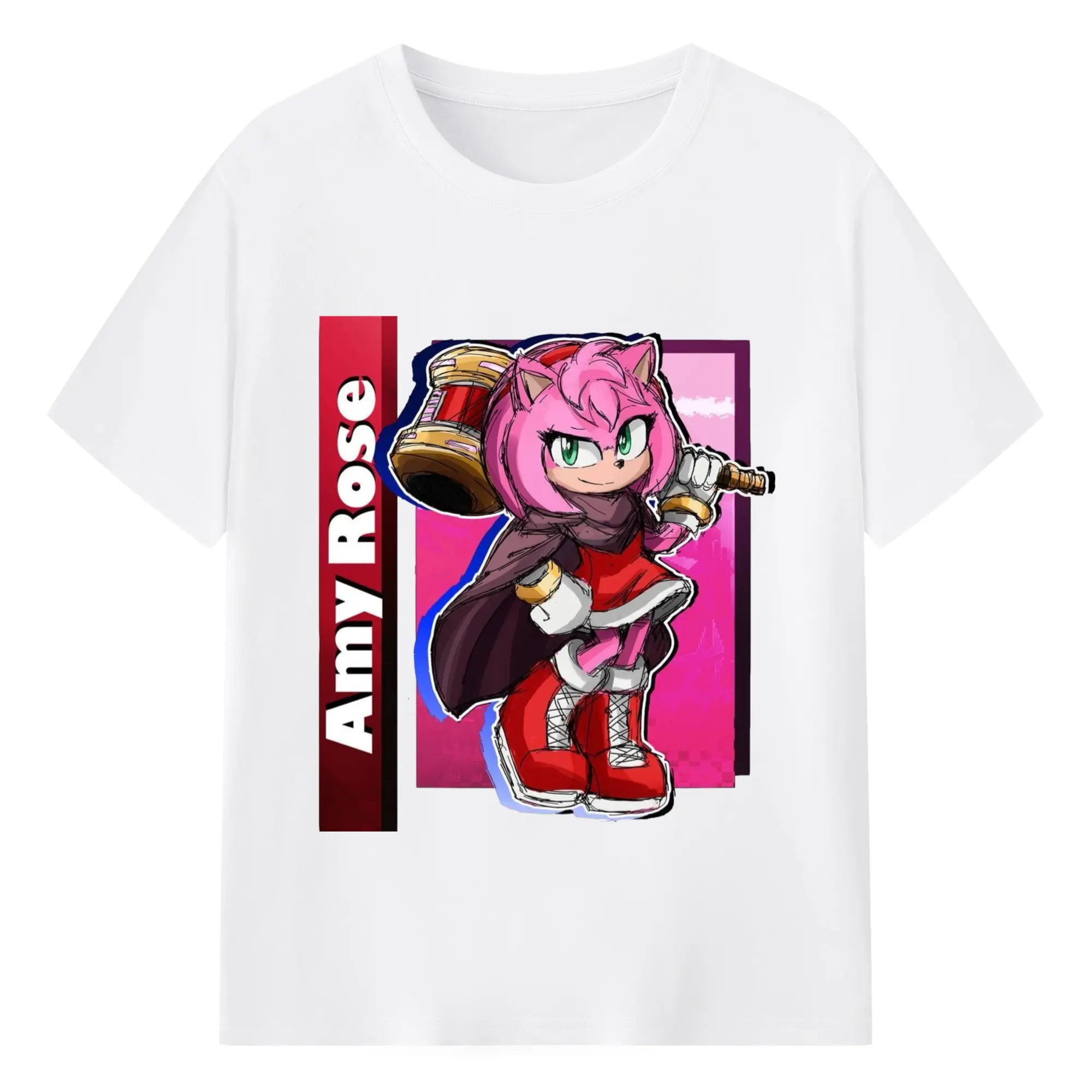 Amy Rose classic t-shirt - 180g Cotton T-Shirt With Front Heat Transfer Print – Soft, Lightweight, Fitted Design – Comfortable Casual Wear For Sports & Everyday Use