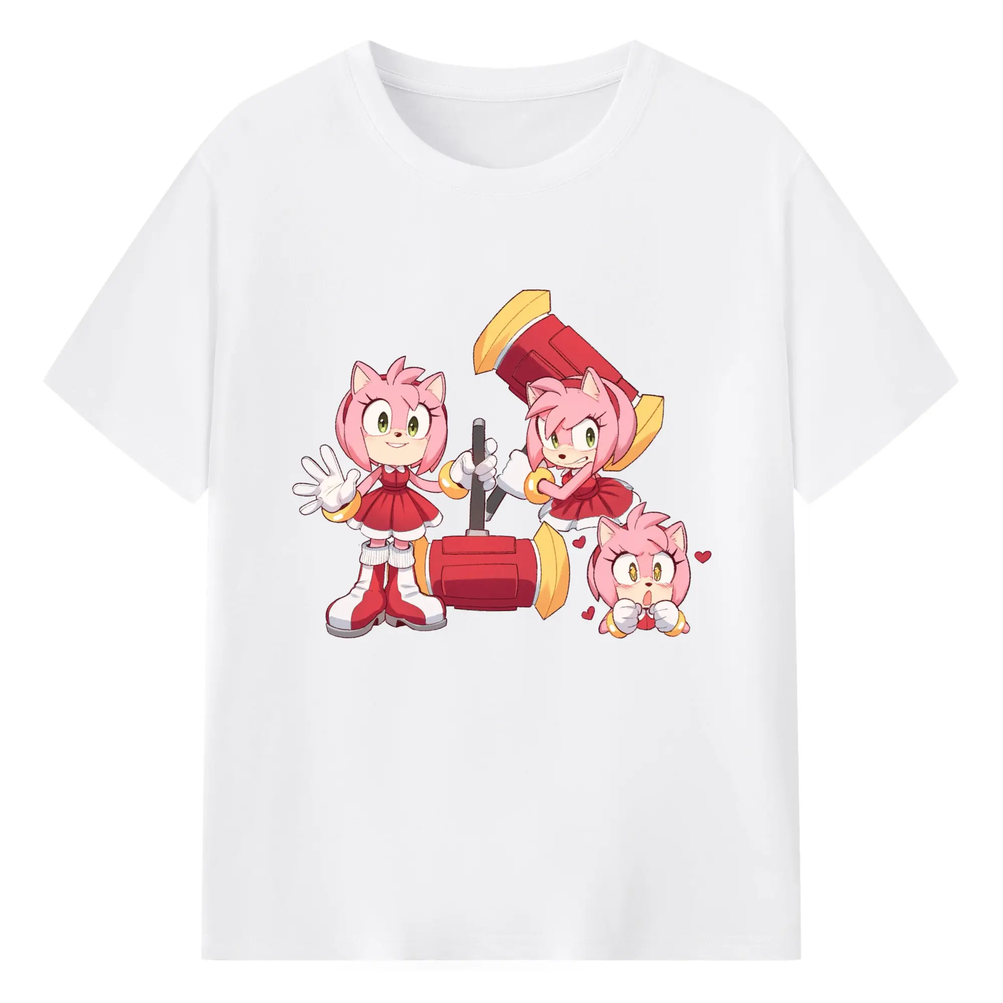 Amy Rose collage graphic t-shirt - 180g Cotton T-Shirt With Front Heat Transfer Print – Soft, Lightweight, Fitted Design – Comfortable Casual Wear For Sports & Everyday Use