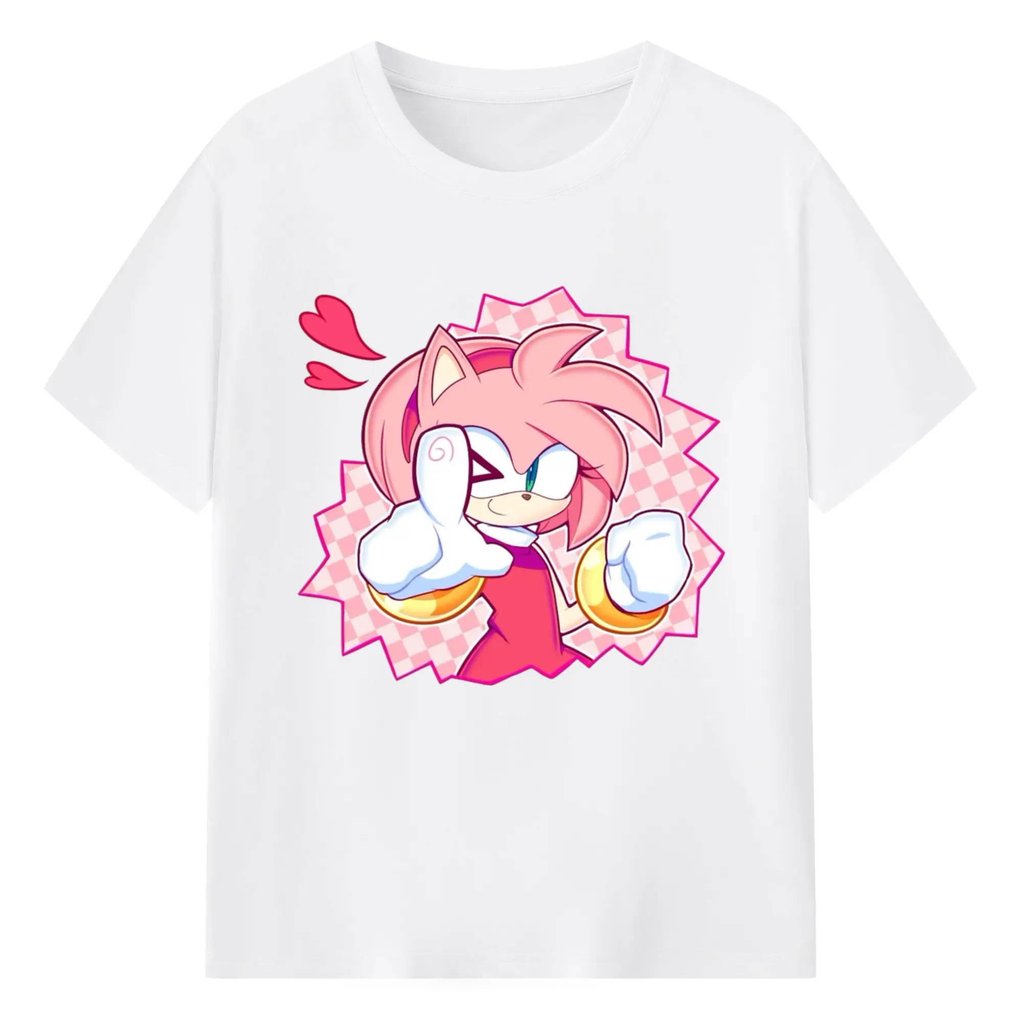 Amy Rose face t-shirt - 180g Cotton T-Shirt With Front Heat Transfer Print – Soft, Lightweight, Fitted Design – Comfortable Casual Wear For Sports & Everyday Use
