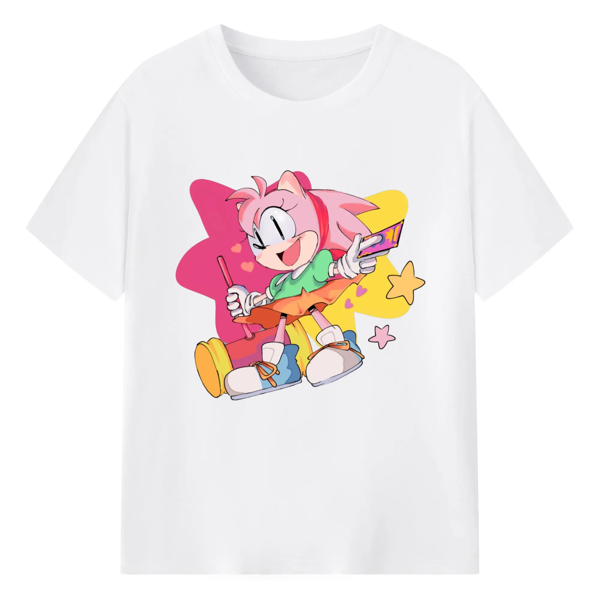 Amy Rose shirt - 180g Cotton T-Shirt With Front Heat Transfer Print – Soft, Lightweight, Fitted Design – Comfortable Casual Wear For Sports & Everyday Use