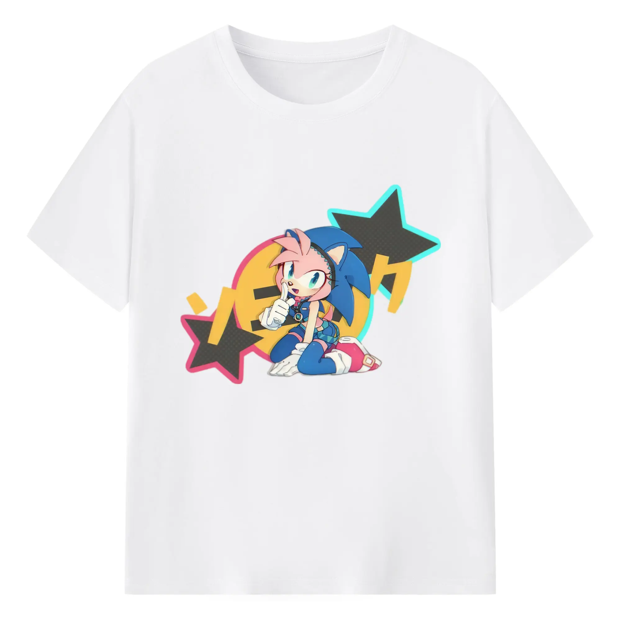 Amy Rose sweet style t-shirt - 180g Cotton T-Shirt With Front Heat Transfer Print – Soft, Lightweight, Fitted Design – Comfortable Casual Wear For Sports & Everyday Use