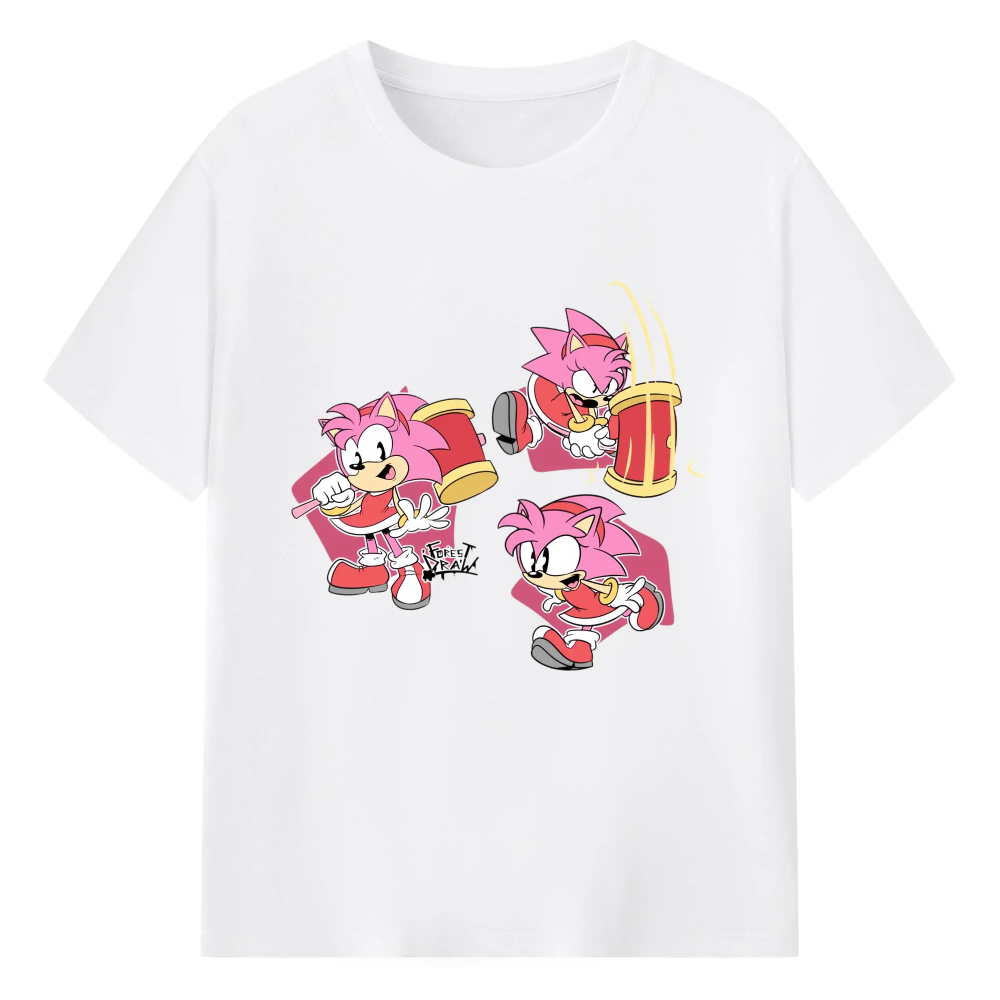 Men&#039;s Amy Rose collage shirt - 180g Cotton T-Shirt With Front Heat Transfer Print – Soft, Lightweight, Fitted Design – Comfortable Casual Wear For Sports & Everyday Use