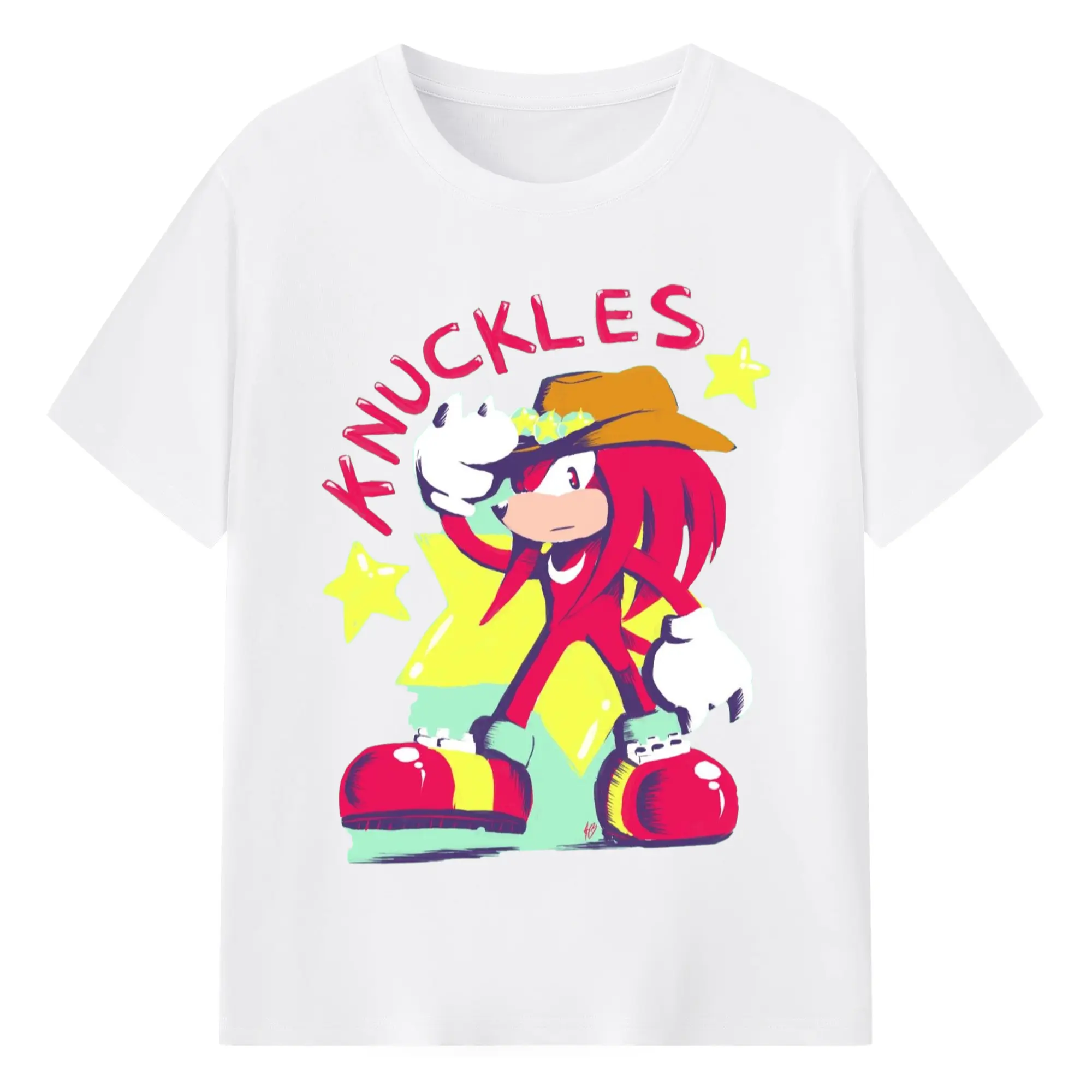 Knuckles graphic t-shirt - 180g Cotton T-Shirt With Front Heat Transfer Print – Soft, Lightweight, Fitted Design – Comfortable Casual Wear For Sports & Everyday Use
