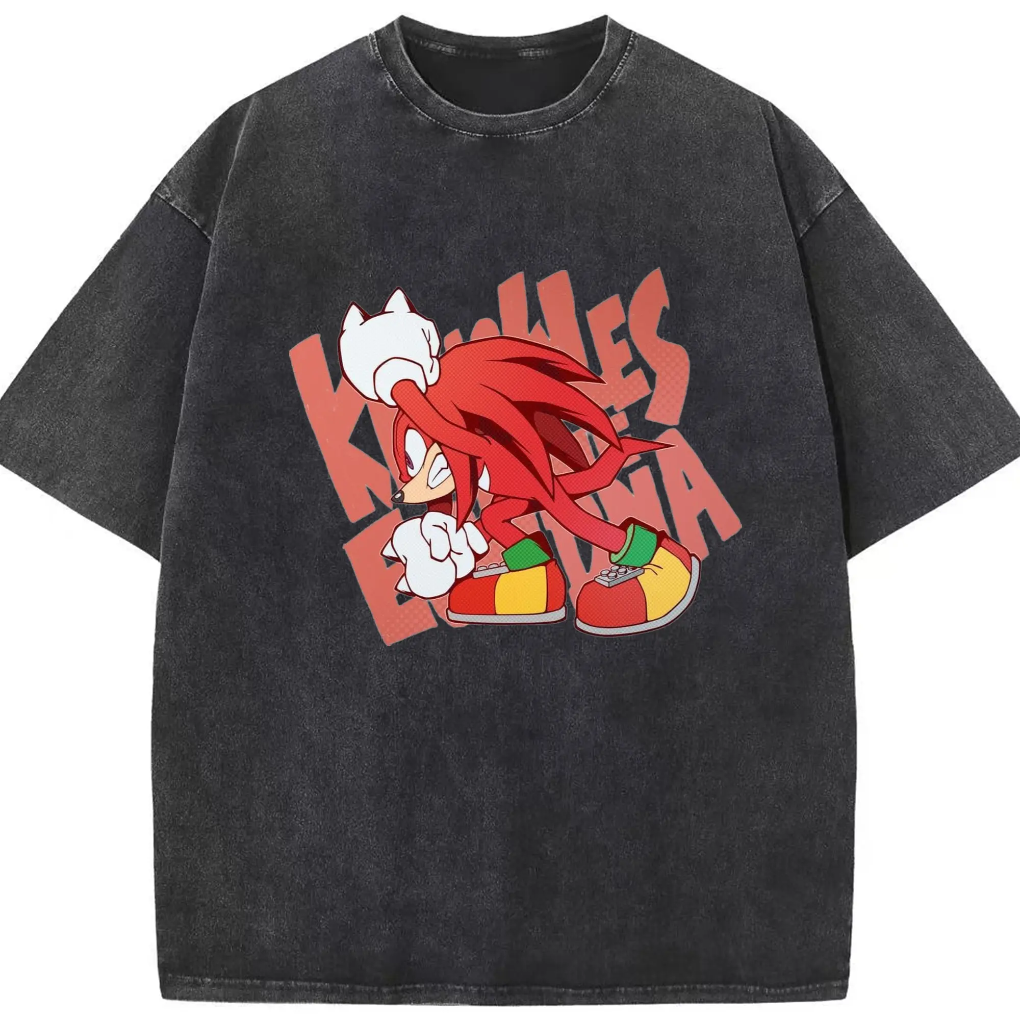 Men's Knuckles classic shirt - Washed Vintage Look 230g Cotton Oversized T-Shirt With Front Heat Transfer Print – Soft, Lightweight, Stylish Fit – Comfortable Casual Wear For Sports & Everyday Use