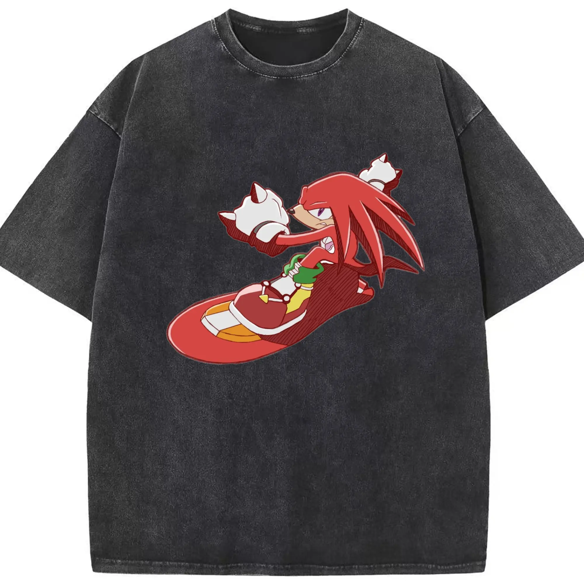 Men's Knuckles graphic tee - Washed Vintage Look 230g Cotton Oversized T-Shirt With Front Heat Transfer Print – Soft, Lightweight, Stylish Fit – Comfortable Casual Wear For Sports & Everyday Use