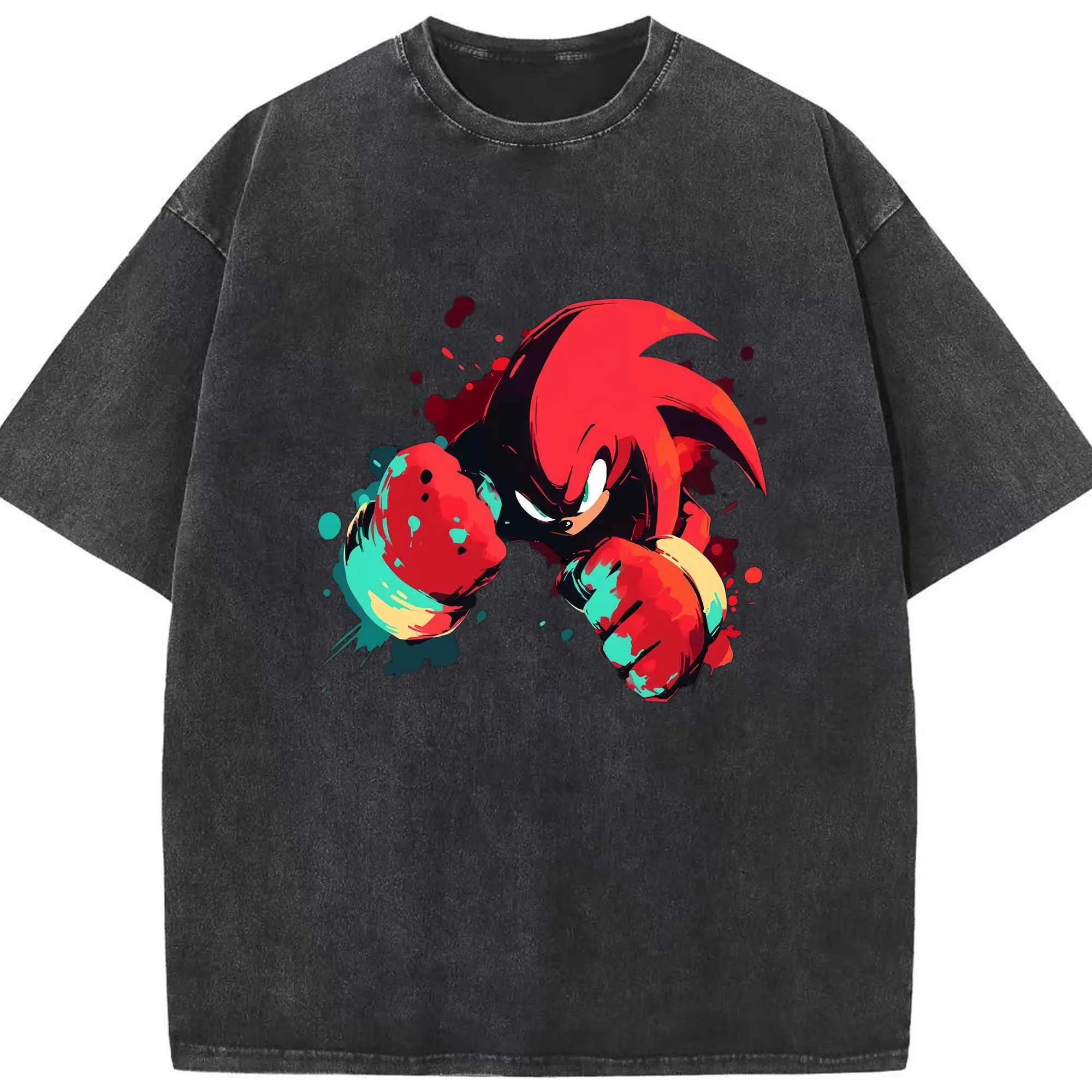 Men&#039;s Knuckles printrd shirt - Washed Vintage Look 230g Cotton Oversized T-Shirt With Front Heat Transfer Print – Soft, Lightweight, Stylish Fit – Comfortable Casual Wear For Sports & Everyday Use