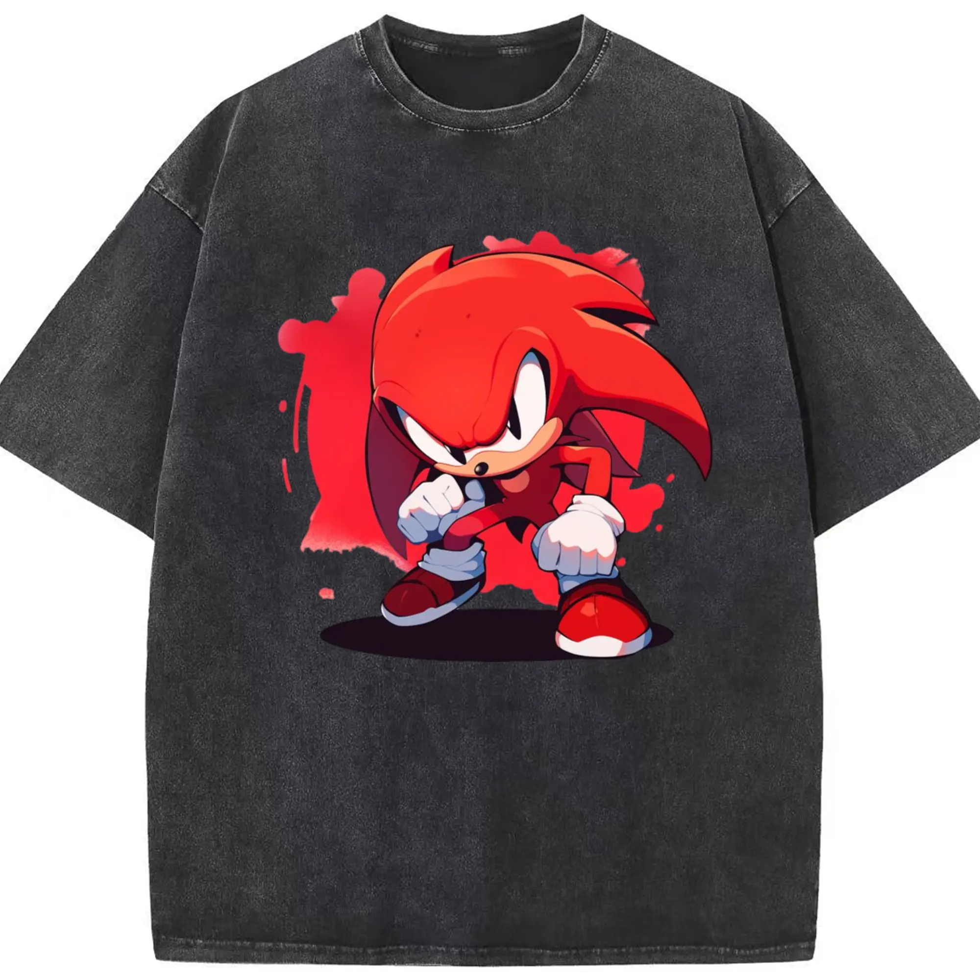 Men's Knuckles t-shirt - Washed Vintage Look 230g Cotton Oversized T-Shirt With Front Heat Transfer Print – Soft, Lightweight, Stylish Fit – Comfortable Casual Wear For Sports & Everyday Use