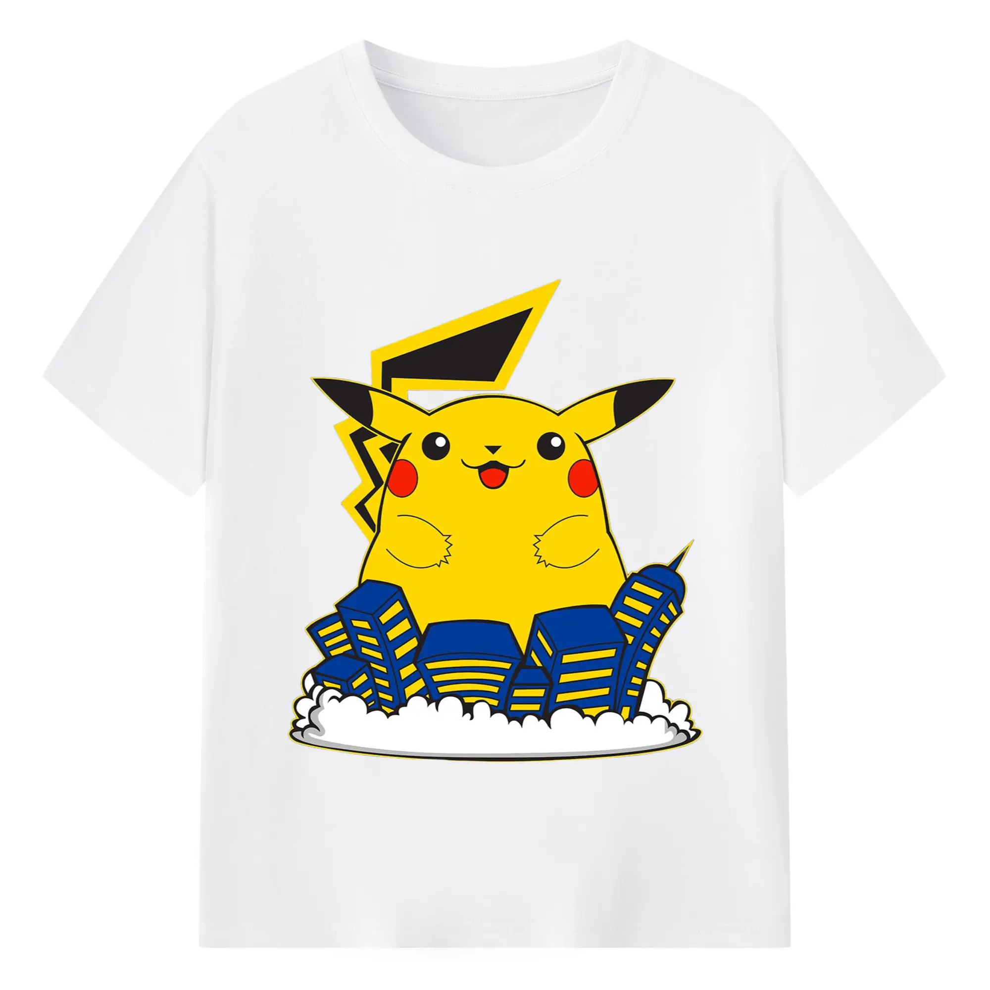 Mens huge pikachu shirt - 180g Cotton T-Shirt With Front Heat Transfer Print – Soft, Lightweight, Fitted Design – Comfortable Casual Wear For Sports & Everyday Use