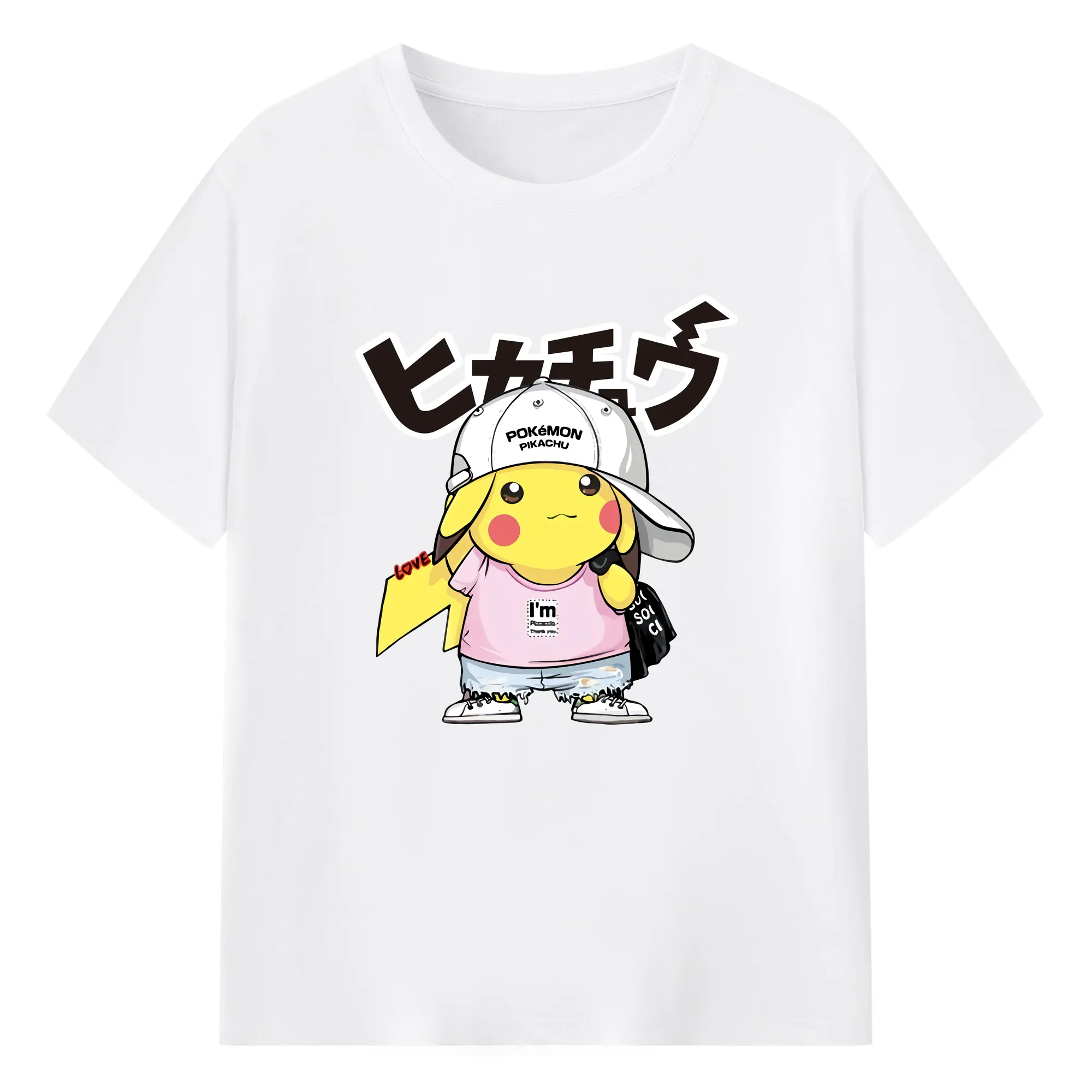 Pikachu graphic t shirt​ - 180g Cotton T-Shirt With Front Heat Transfer Print – Soft, Lightweight, Fitted Design – Comfortable Casual Wear For Sports & Everyday Use