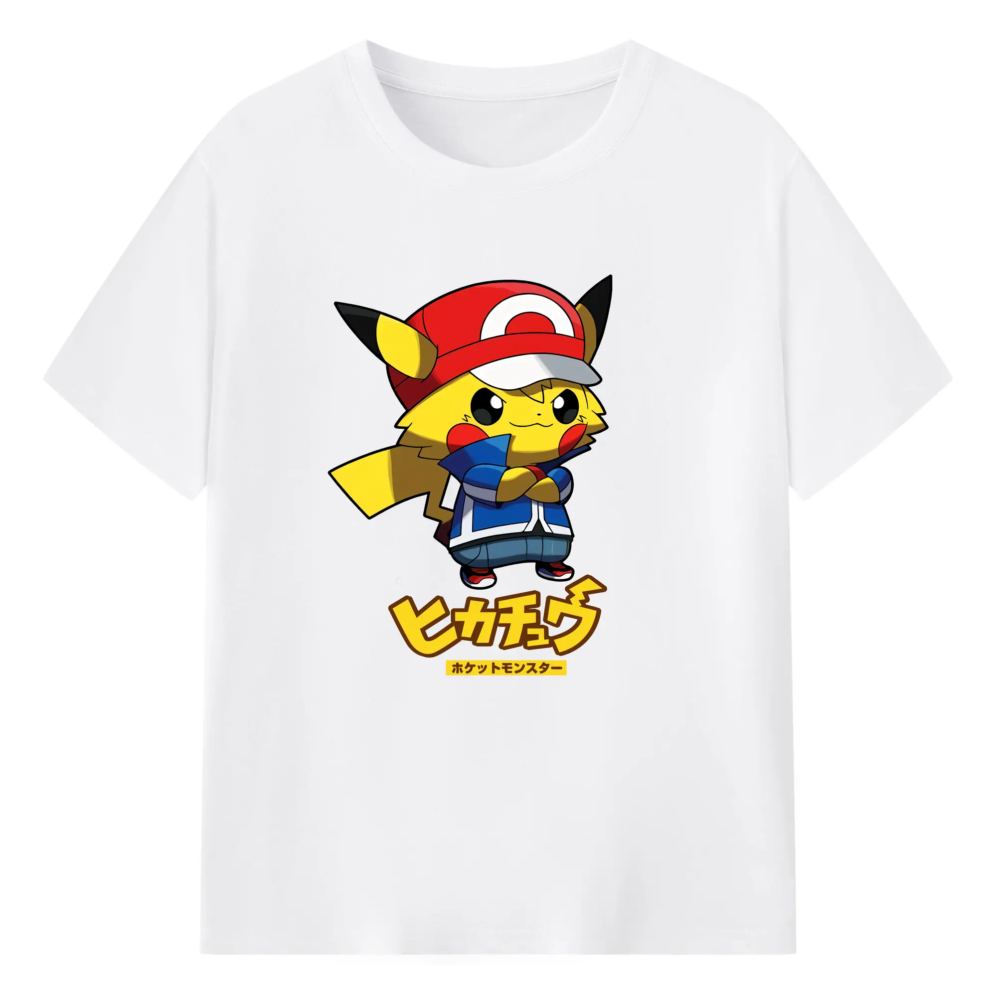 Pikachu graphic tee - 180g Cotton T-Shirt With Front Heat Transfer Print – Soft, Lightweight, Fitted Design – Comfortable Casual Wear For Sports & Everyday Use