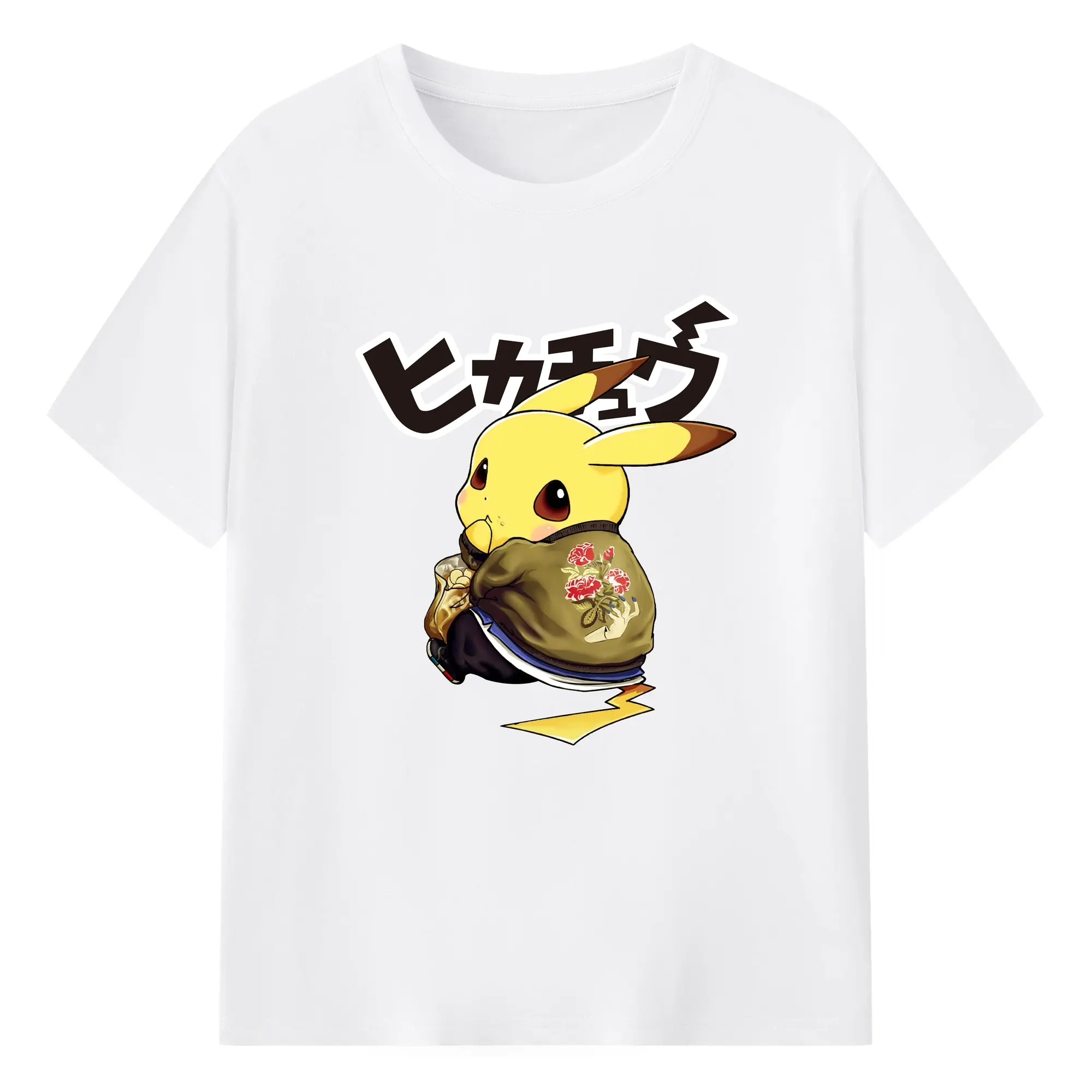 Pokemon Pikachu graphic tee - 180g Cotton T-Shirt With Front Heat Transfer Print – Soft, Lightweight, Fitted Design – Comfortable Casual Wear For Sports & Everyday Use