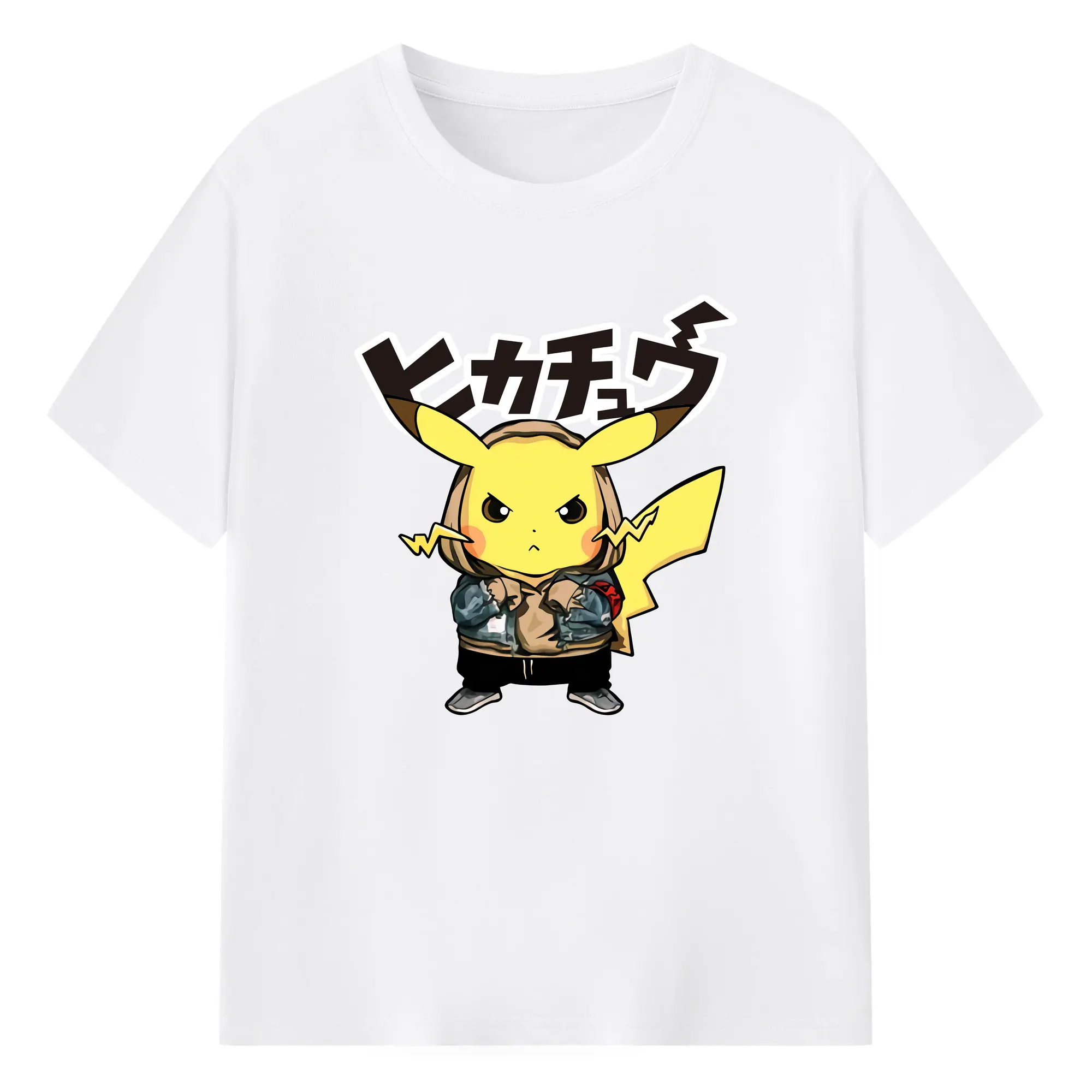 Pokemon Pikachu graphic t-shirt - 180g Cotton T-Shirt With Front Heat Transfer Print – Soft, Lightweight, Fitted Design – Comfortable Casual Wear For Sports & Everyday Use