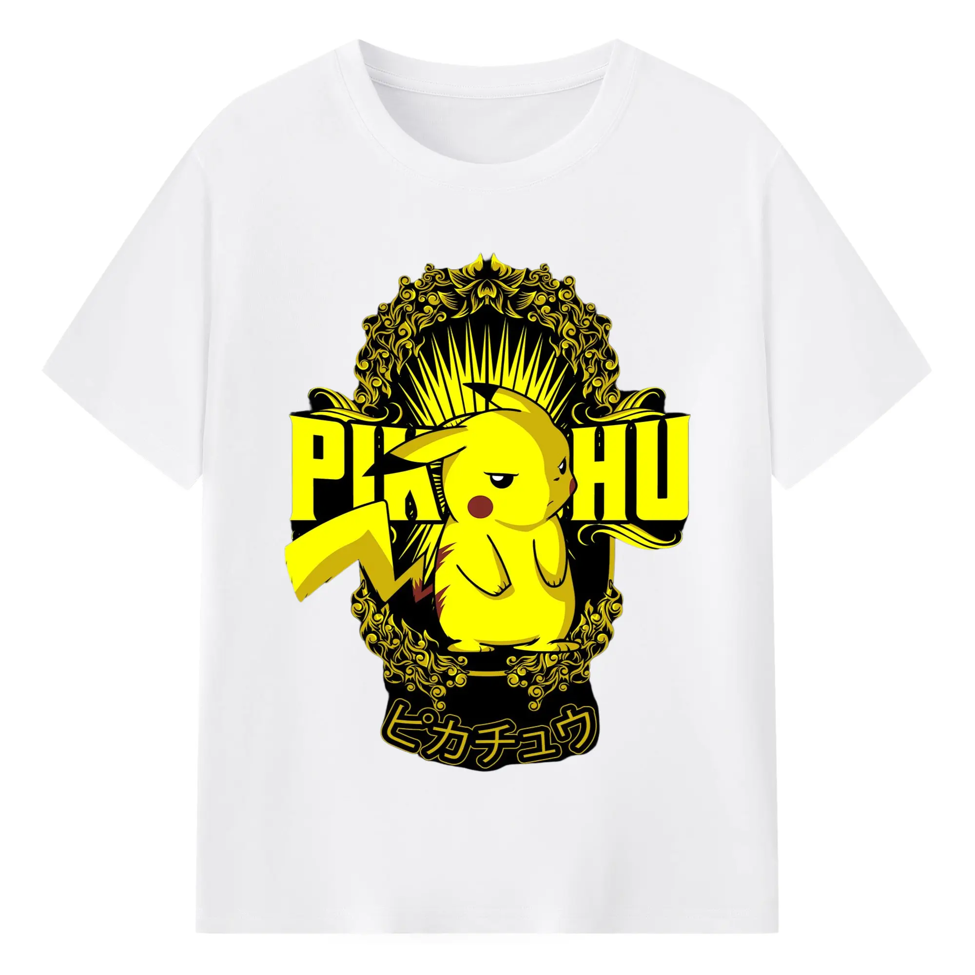 Pokemon Pikachu t-shirt - 180g Cotton T-Shirt With Front Heat Transfer Print – Soft, Lightweight, Fitted Design – Comfortable Casual Wear For Sports & Everyday Use