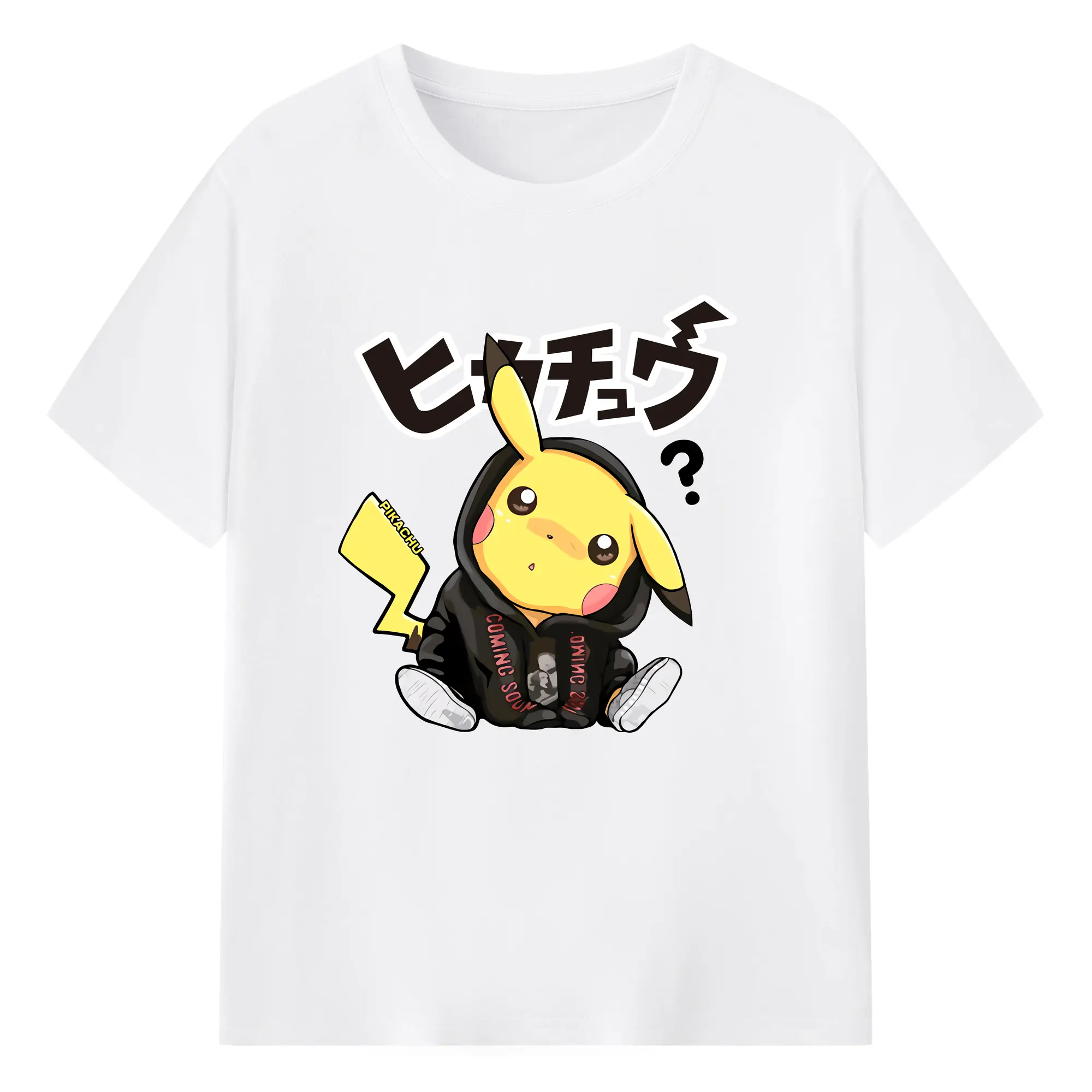 Surprised pikachu shir - 180g Cotton T-Shirt With Front Heat Transfer Print – Soft, Lightweight, Fitted Design – Comfortable Casual Wear For Sports & Everyday Use