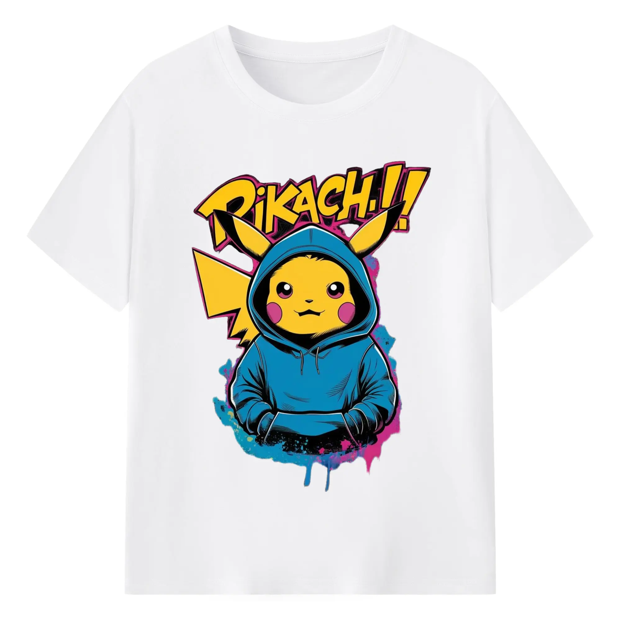 Vintage pikachu shirt​ - 180g Cotton T-Shirt With Front Heat Transfer Print – Soft, Lightweight, Fitted Design – Comfortable Casual Wear For Sports & Everyday Use