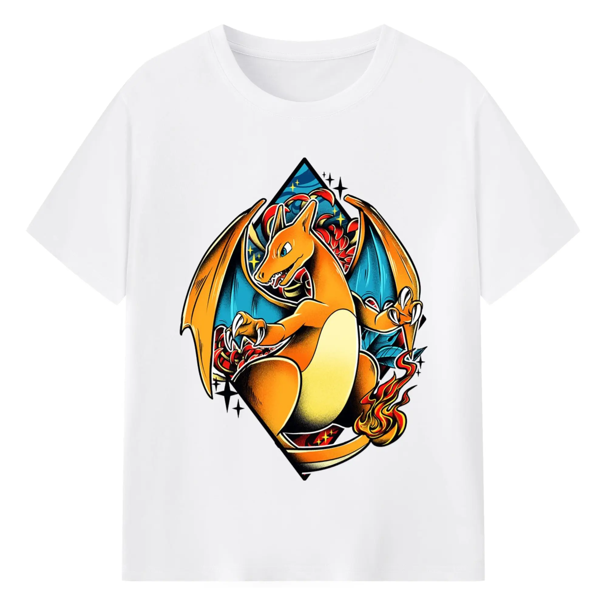 Mens charizard graphic t shirt - 180g Cotton T-Shirt With Front Heat Transfer Print – Soft, Lightweight, Fitted Design – Comfortable Casual Wear For Sports & Everyday Use