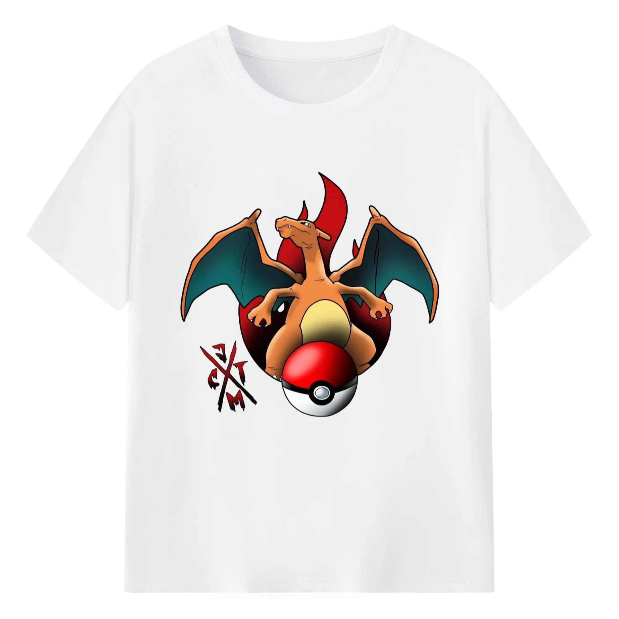 Mens charizard t shirt - 180g Cotton T-Shirt With Front Heat Transfer Print – Soft, Lightweight, Fitted Design – Comfortable Casual Wear For Sports & Everyday Use