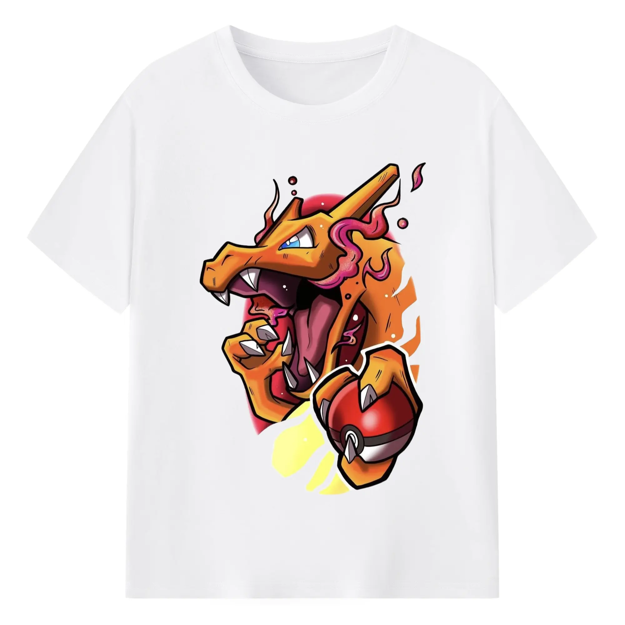 Mens charizard tee - 180g Cotton T-Shirt With Front Heat Transfer Print – Soft, Lightweight, Fitted Design – Comfortable Casual Wear For Sports & Everyday Use