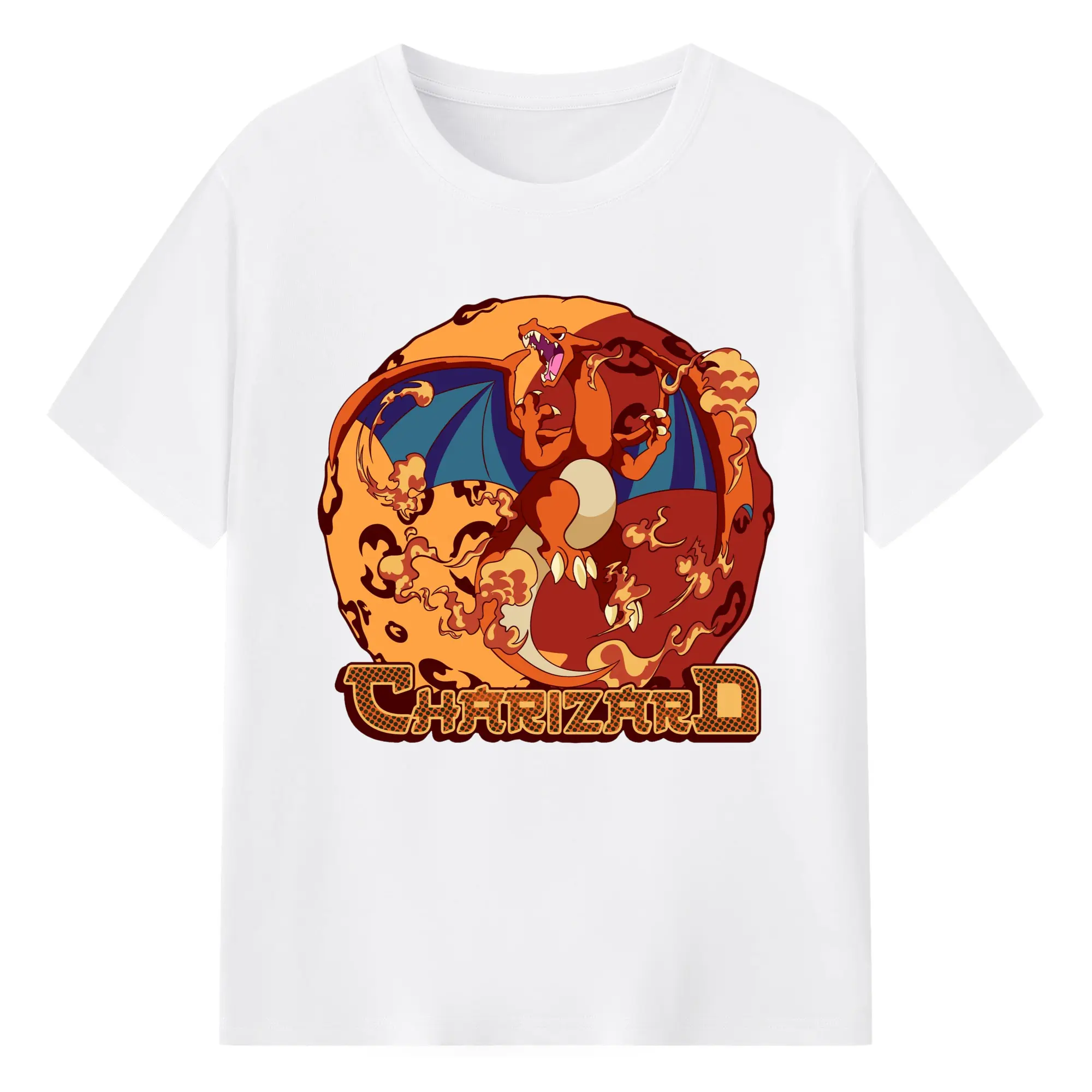 Pokemon charizard t-shirt - 180g Cotton T-Shirt With Front Heat Transfer Print – Soft, Lightweight, Fitted Design – Comfortable Casual Wear For Sports & Everyday Use
