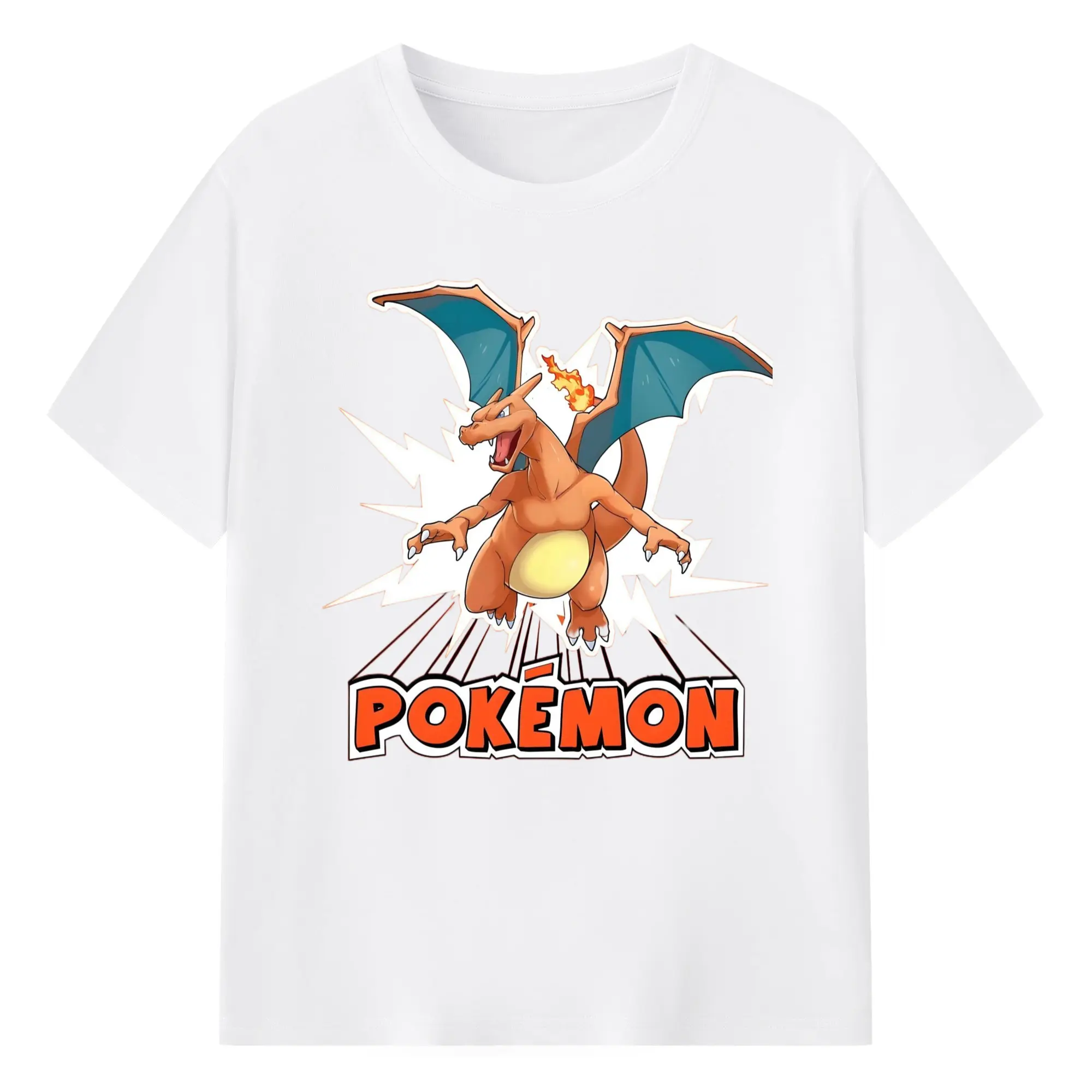 Vintage charizard shirt - 180g Cotton T-Shirt With Front Heat Transfer Print – Soft, Lightweight, Fitted Design – Comfortable Casual Wear For Sports & Everyday Use