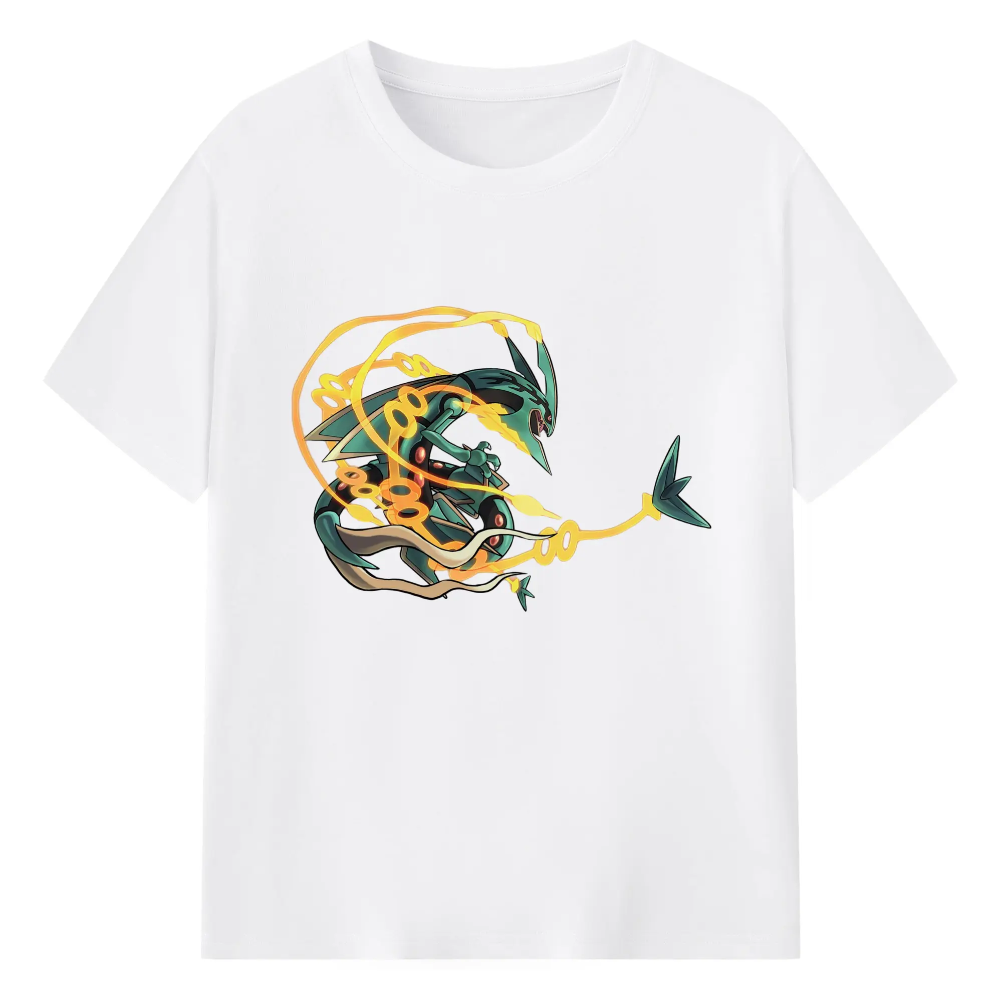 Mega rayquaza tee - 180g Cotton T-Shirt With Front Heat Transfer Print – Soft, Lightweight, Fitted Design – Comfortable Casual Wear For Sports & Everyday Use