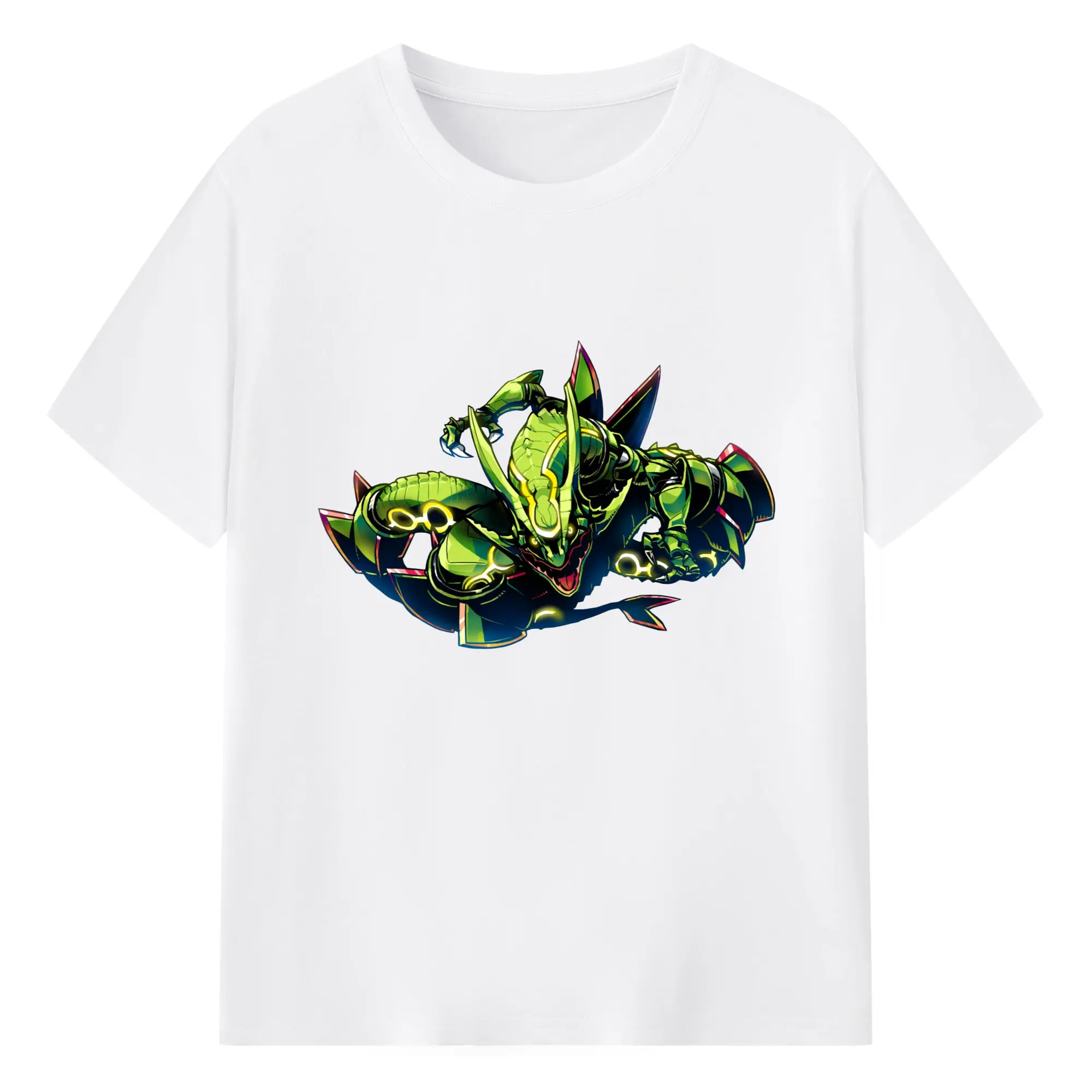 Pokemon cool rayquaza t-shirt - 180g Cotton T-Shirt With Front Heat Transfer Print – Soft, Lightweight, Fitted Design – Comfortable Casual Wear For Sports & Everyday Use