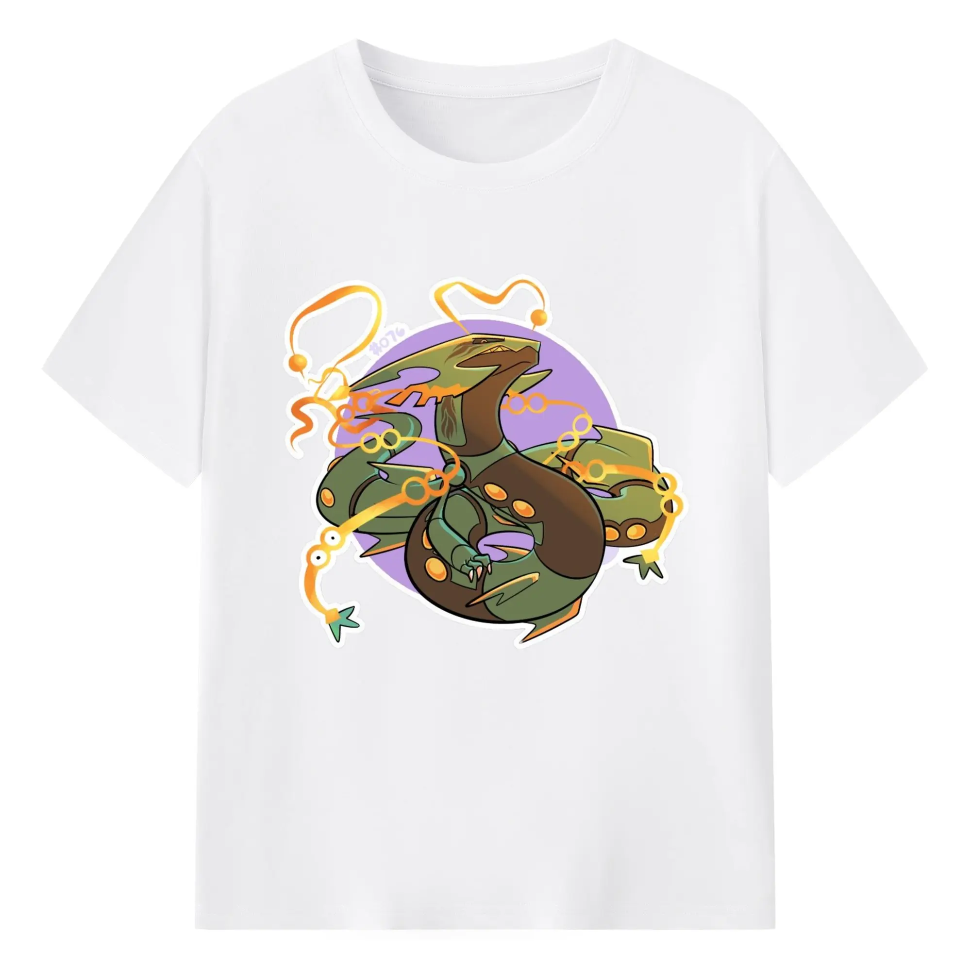 Pokemon rayquaza cartoon shirt - 180g Cotton T-Shirt With Front Heat Transfer Print – Soft, Lightweight, Fitted Design – Comfortable Casual Wear For Sports & Everyday Use