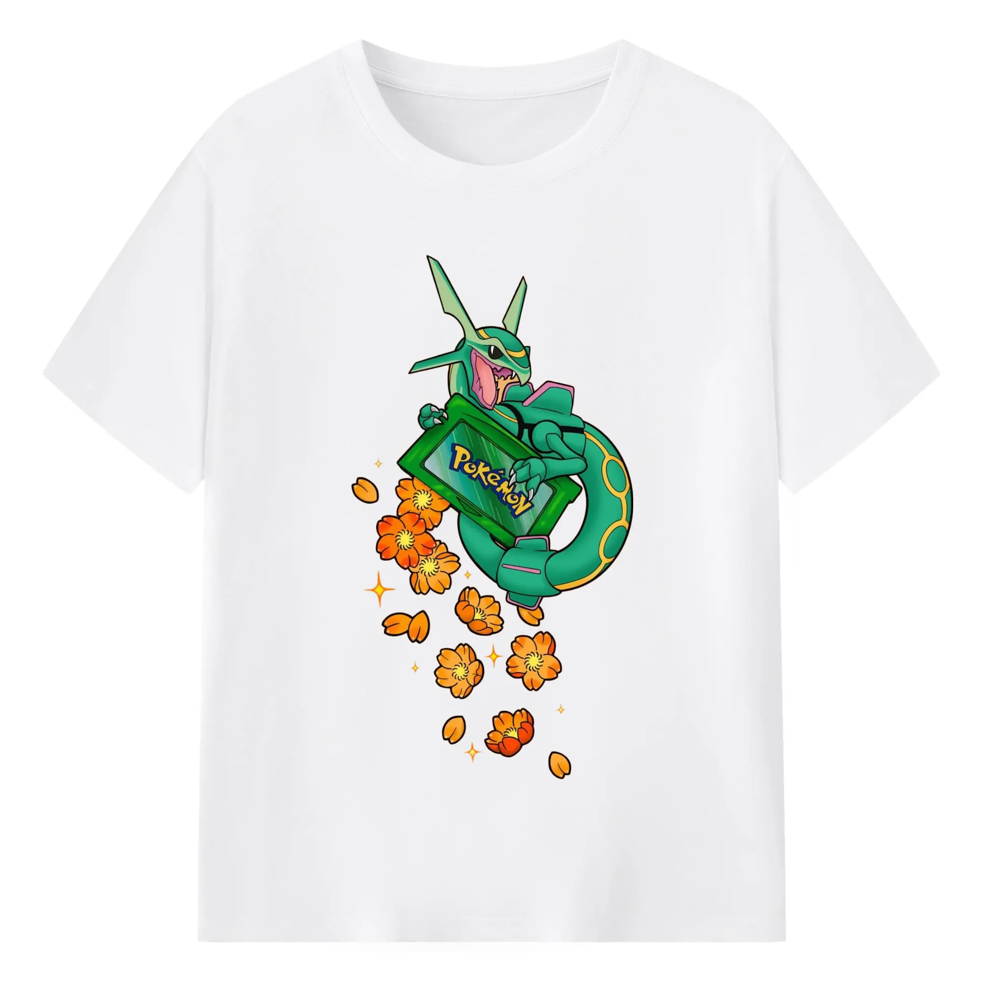 Pokemon rayquaza t-shirt - 180g Cotton T-Shirt With Front Heat Transfer Print – Soft, Lightweight, Fitted Design – Comfortable Casual Wear For Sports & Everyday Use