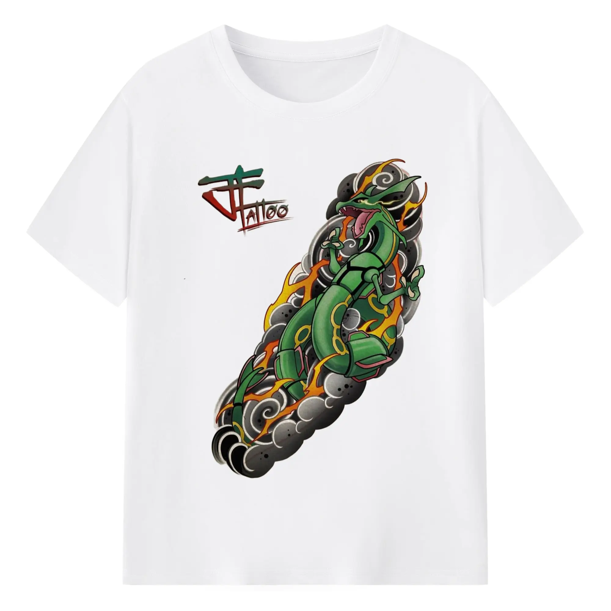 Rayquaza tee shirt - 180g Cotton T-Shirt With Front Heat Transfer Print – Soft, Lightweight, Fitted Design – Comfortable Casual Wear For Sports & Everyday Use
