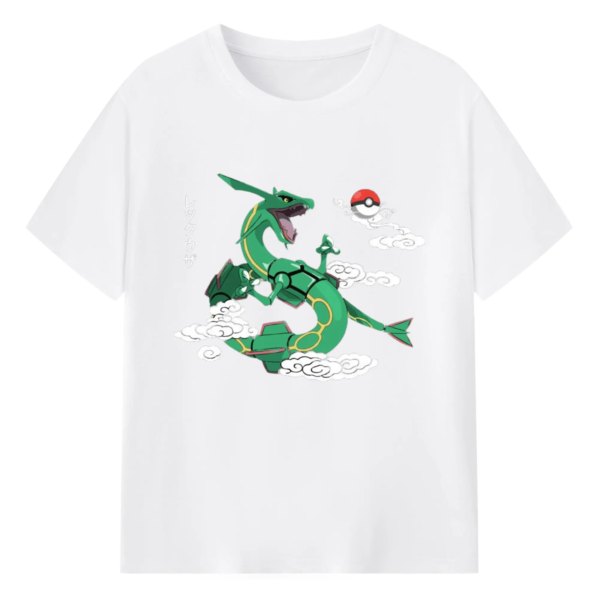 Retro rayquaza graphic t shirt - 180g Cotton T-Shirt With Front Heat Transfer Print – Soft, Lightweight, Fitted Design – Comfortable Casual Wear For Sports & Everyday Use