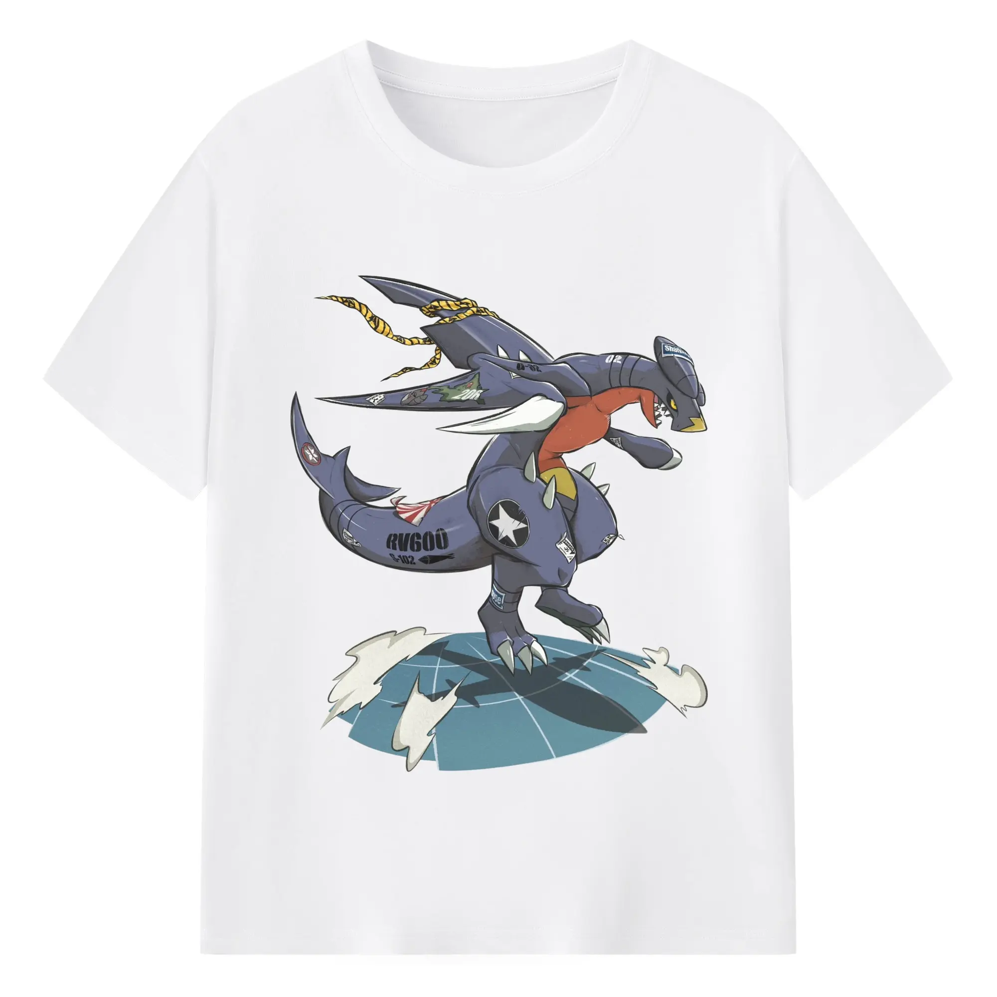 Vintage Garchomp tee - 180g Cotton T-Shirt With Front Heat Transfer Print – Soft, Lightweight, Fitted Design – Comfortable Casual Wear For Sports & Everyday Use