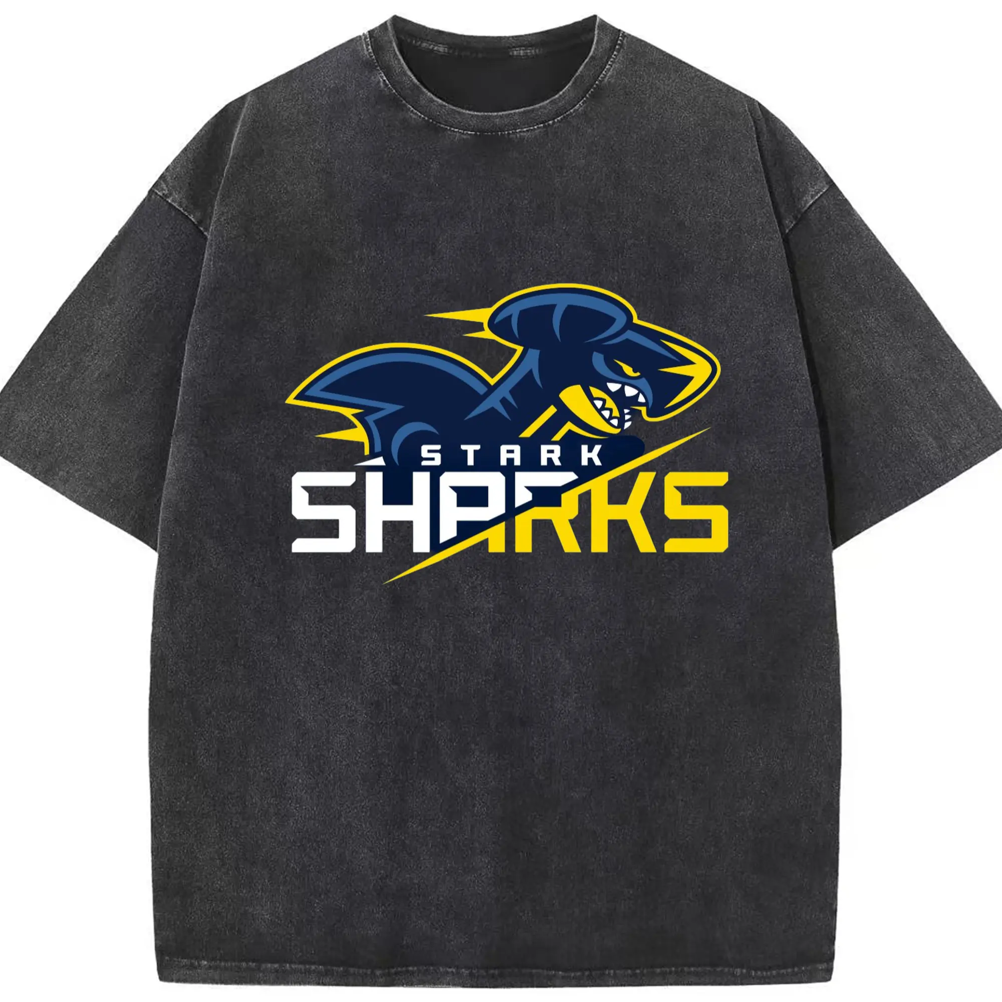 Garchomp face t shirt​ - Washed Vintage Look 230g Cotton Oversized T-Shirt With Front Heat Transfer Print – Soft, Lightweight, Stylish Fit – Comfortable Casual Wear For Sports & Everyday Use