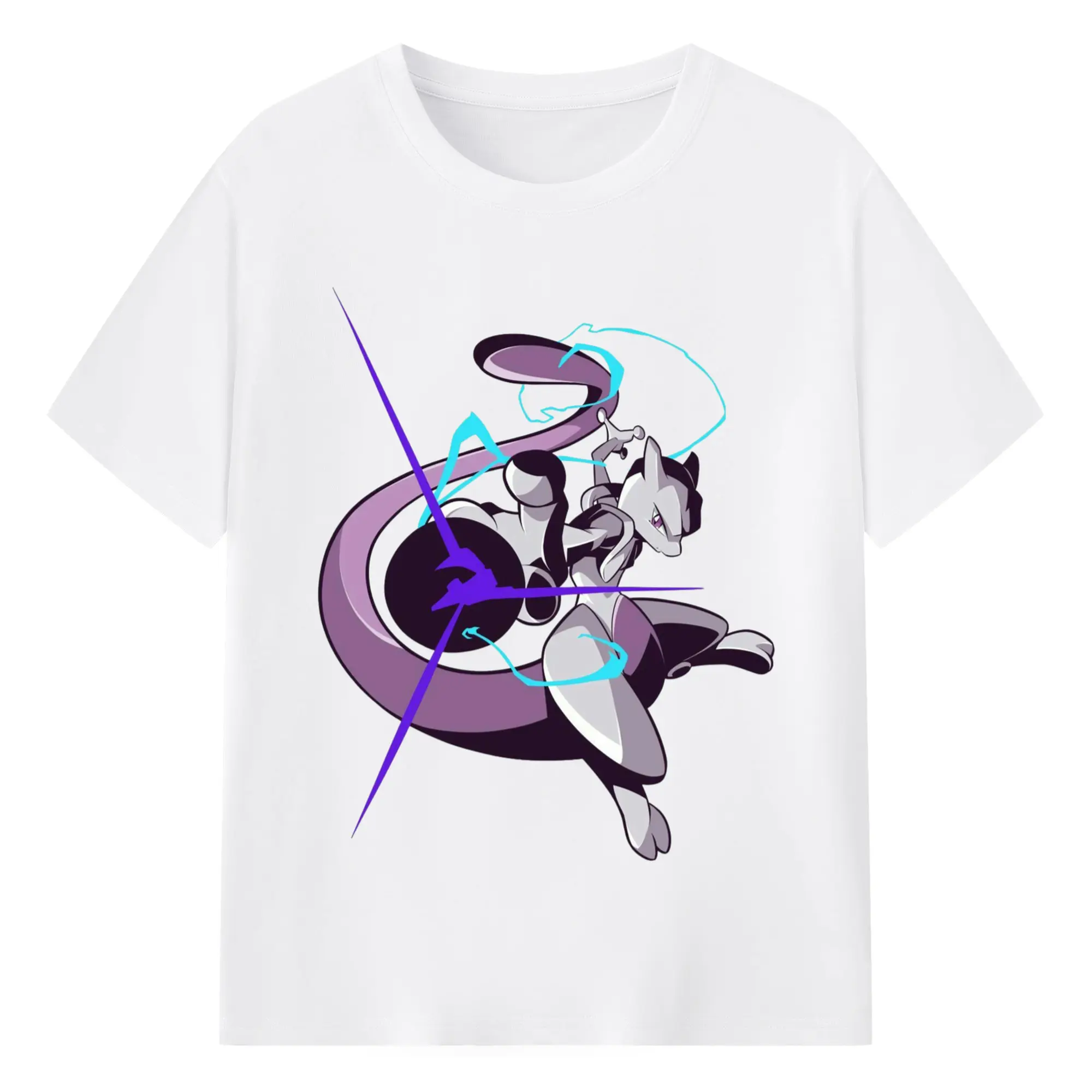 Mewtwo fusion t shirt​ - 180g Cotton T-Shirt With Front Heat Transfer Print – Soft, Lightweight, Fitted Design – Comfortable Casual Wear For Sports & Everyday Use