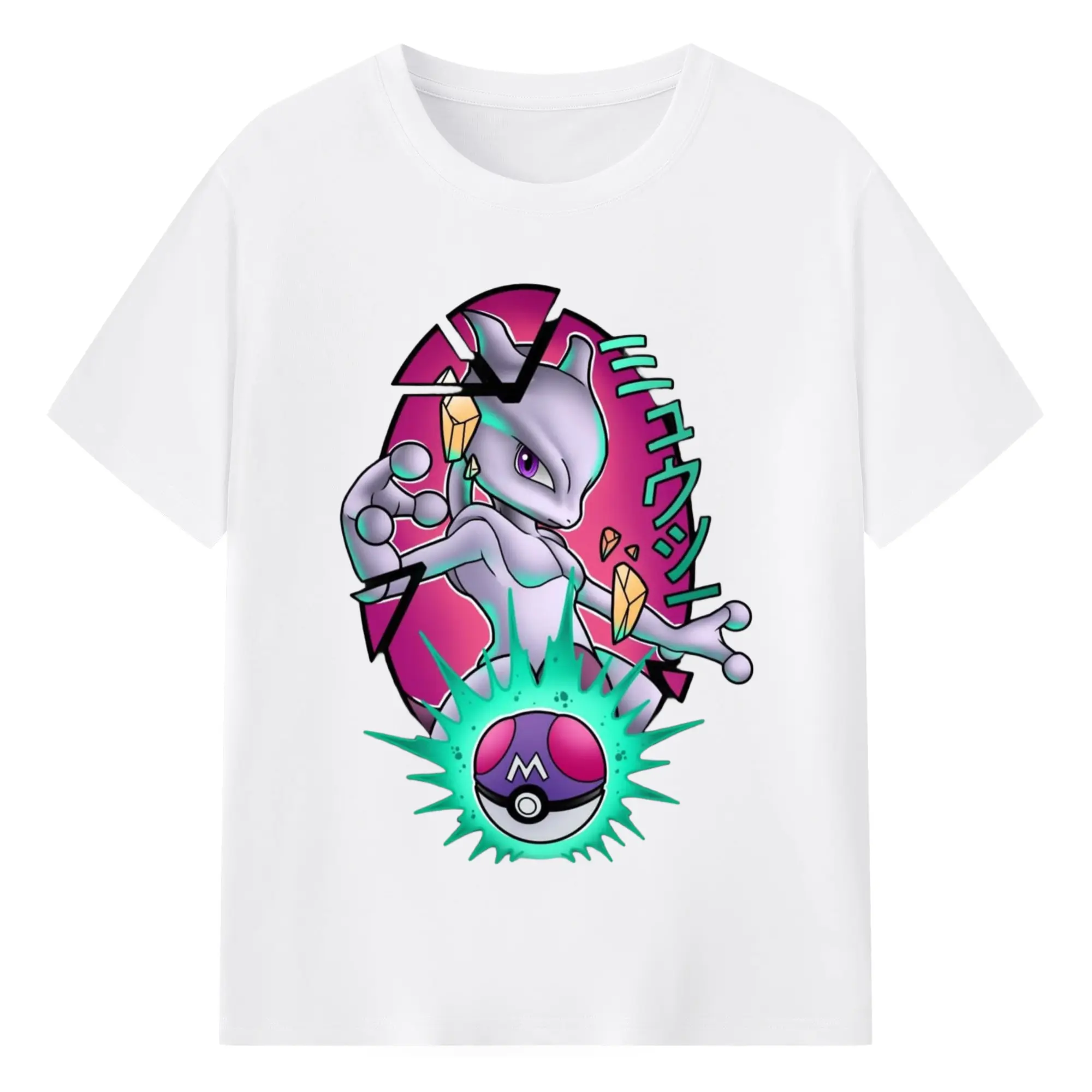 Mewtwo fusion tee - 180g Cotton T-Shirt With Front Heat Transfer Print – Soft, Lightweight, Fitted Design – Comfortable Casual Wear For Sports & Everyday Use