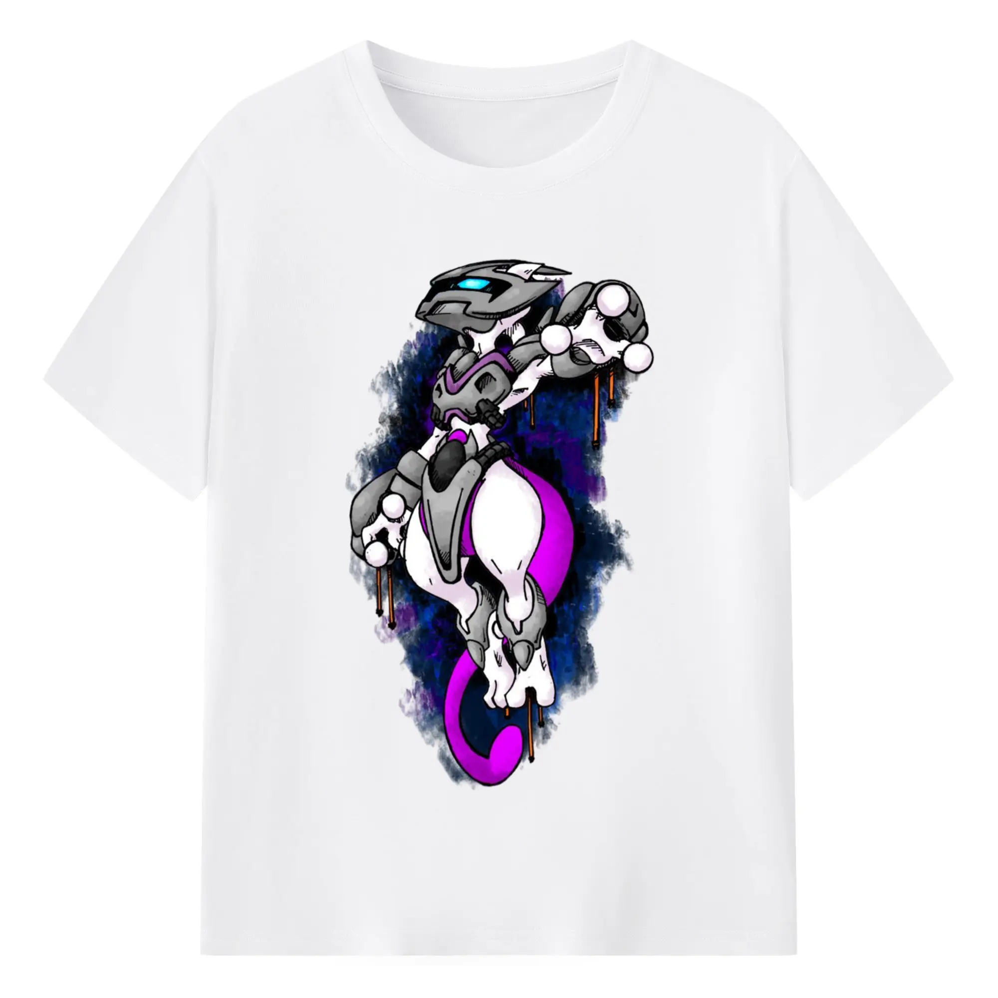 Mewtwo graphic t shirt​ - 180g Cotton T-Shirt With Front Heat Transfer Print – Soft, Lightweight, Fitted Design – Comfortable Casual Wear For Sports & Everyday Use