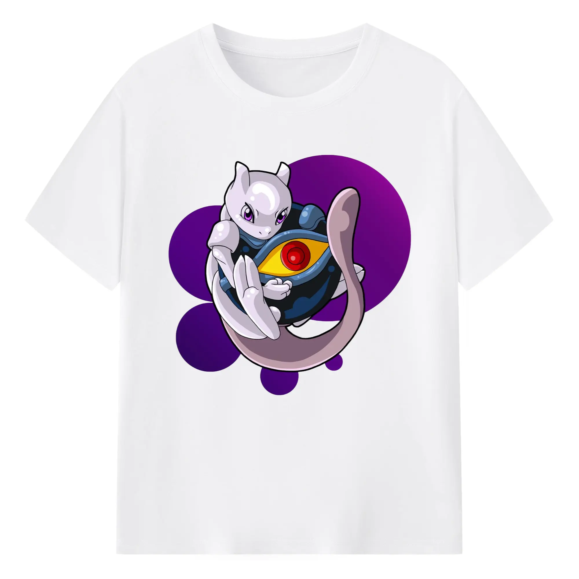 Mewtwo graphic t shirt - 180g Cotton T-Shirt With Front Heat Transfer Print – Soft, Lightweight, Fitted Design – Comfortable Casual Wear For Sports & Everyday Use