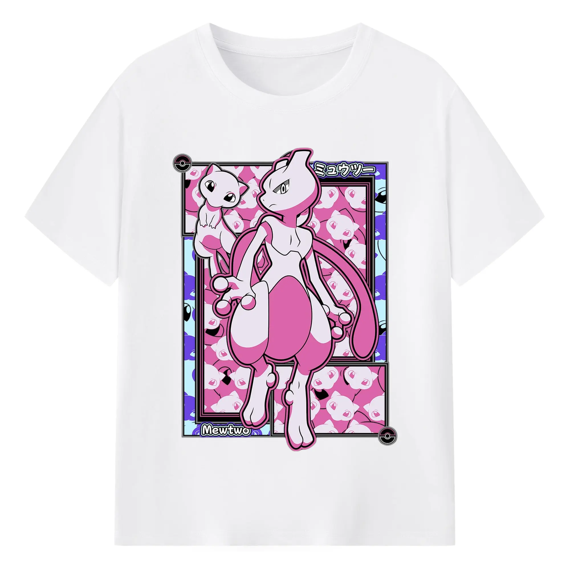 Mewtwo t shirt design - 180g Cotton T-Shirt With Front Heat Transfer Print – Soft, Lightweight, Fitted Design – Comfortable Casual Wear For Sports & Everyday Use