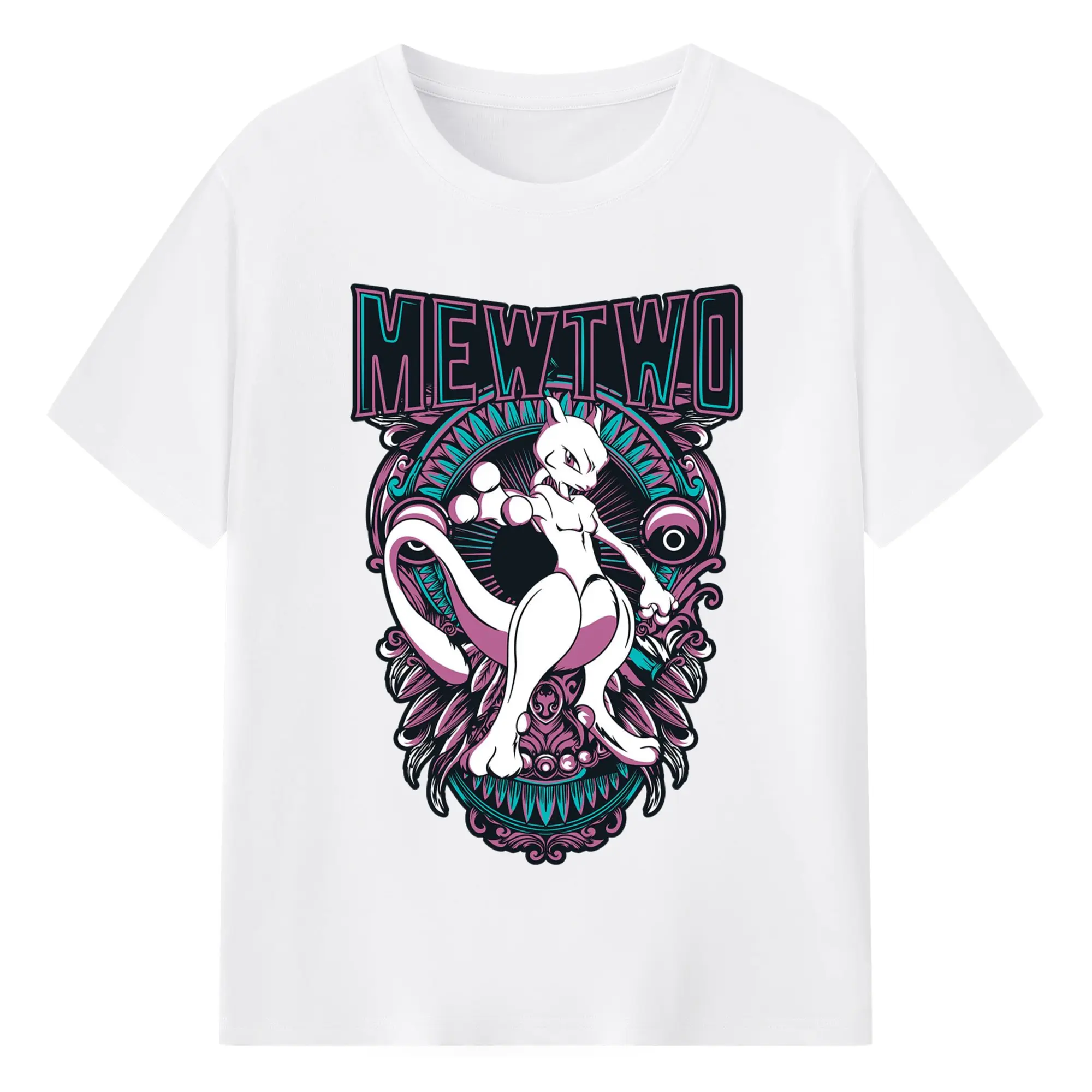 Mewtwo vintage t shirt - 180g Cotton T-Shirt With Front Heat Transfer Print – Soft, Lightweight, Fitted Design – Comfortable Casual Wear For Sports & Everyday Use