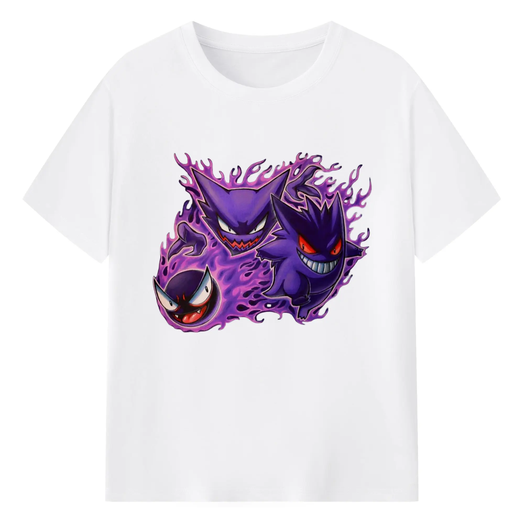 Gengar evolution t shirt​ - 180g Cotton T-Shirt With Front Heat Transfer Print – Soft, Lightweight, Fitted Design – Comfortable Casual Wear For Sports & Everyday Use