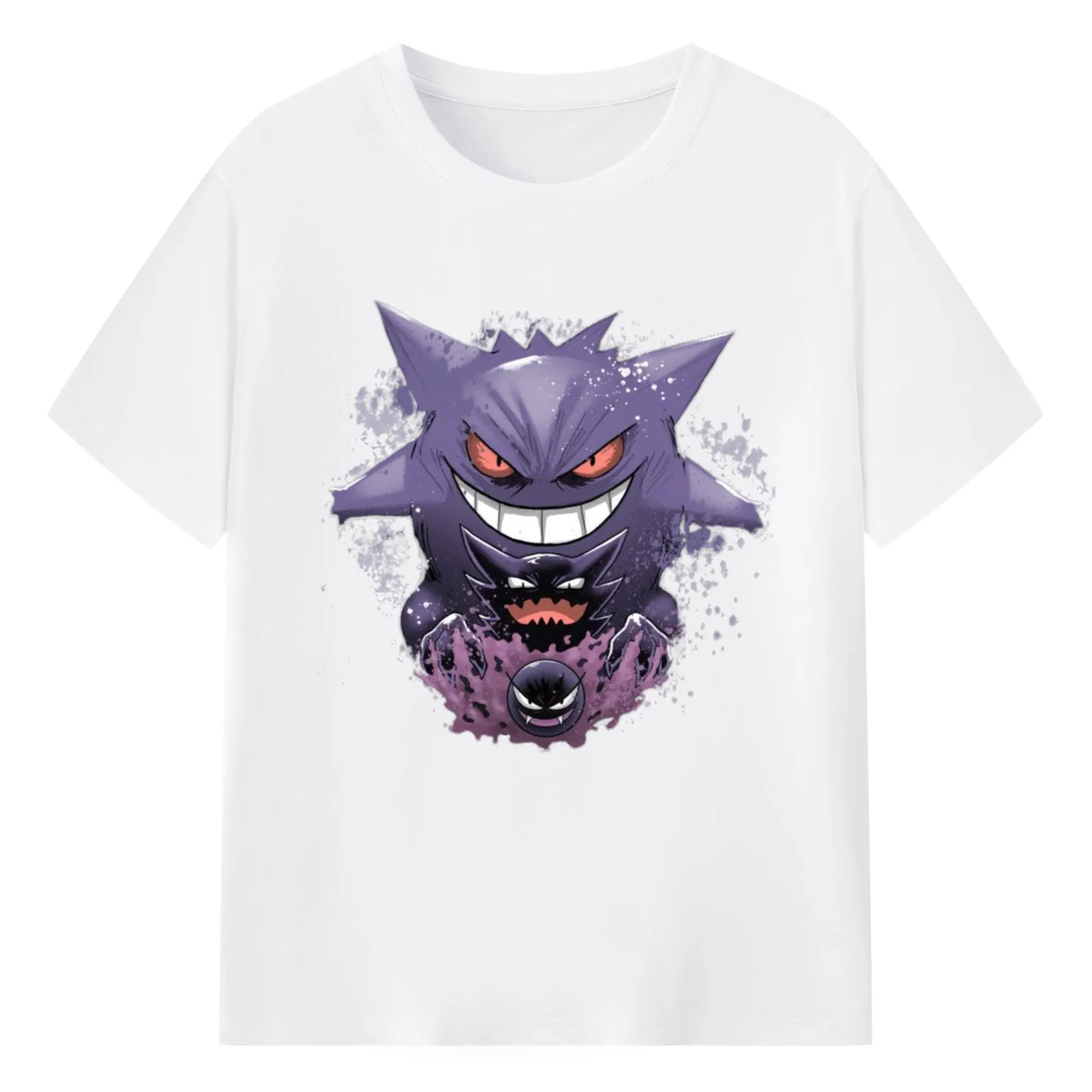 Gengar evolution t shirt - 180g Cotton T-Shirt With Front Heat Transfer Print – Soft, Lightweight, Fitted Design – Comfortable Casual Wear For Sports & Everyday Use
