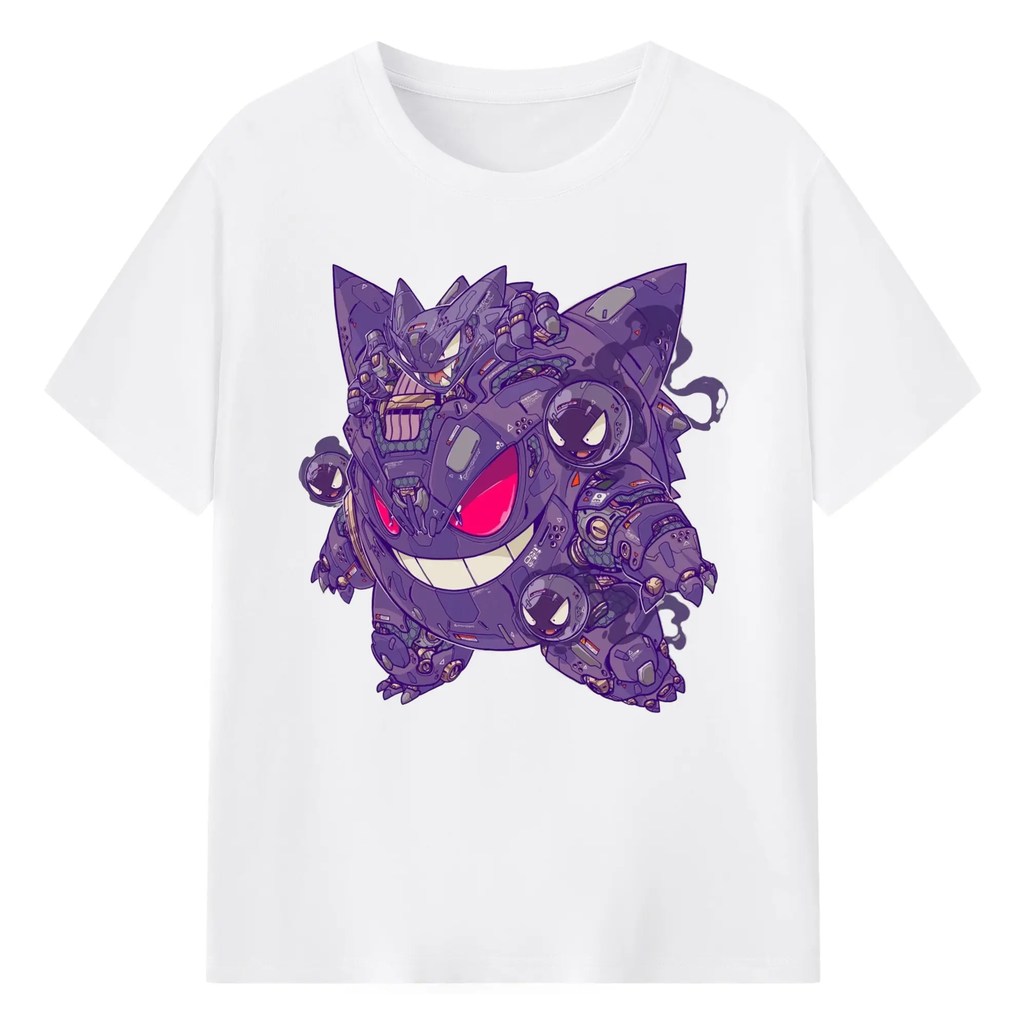 Gengar face t shirt​ - 180g Cotton T-Shirt With Front Heat Transfer Print – Soft, Lightweight, Fitted Design – Comfortable Casual Wear For Sports & Everyday Use