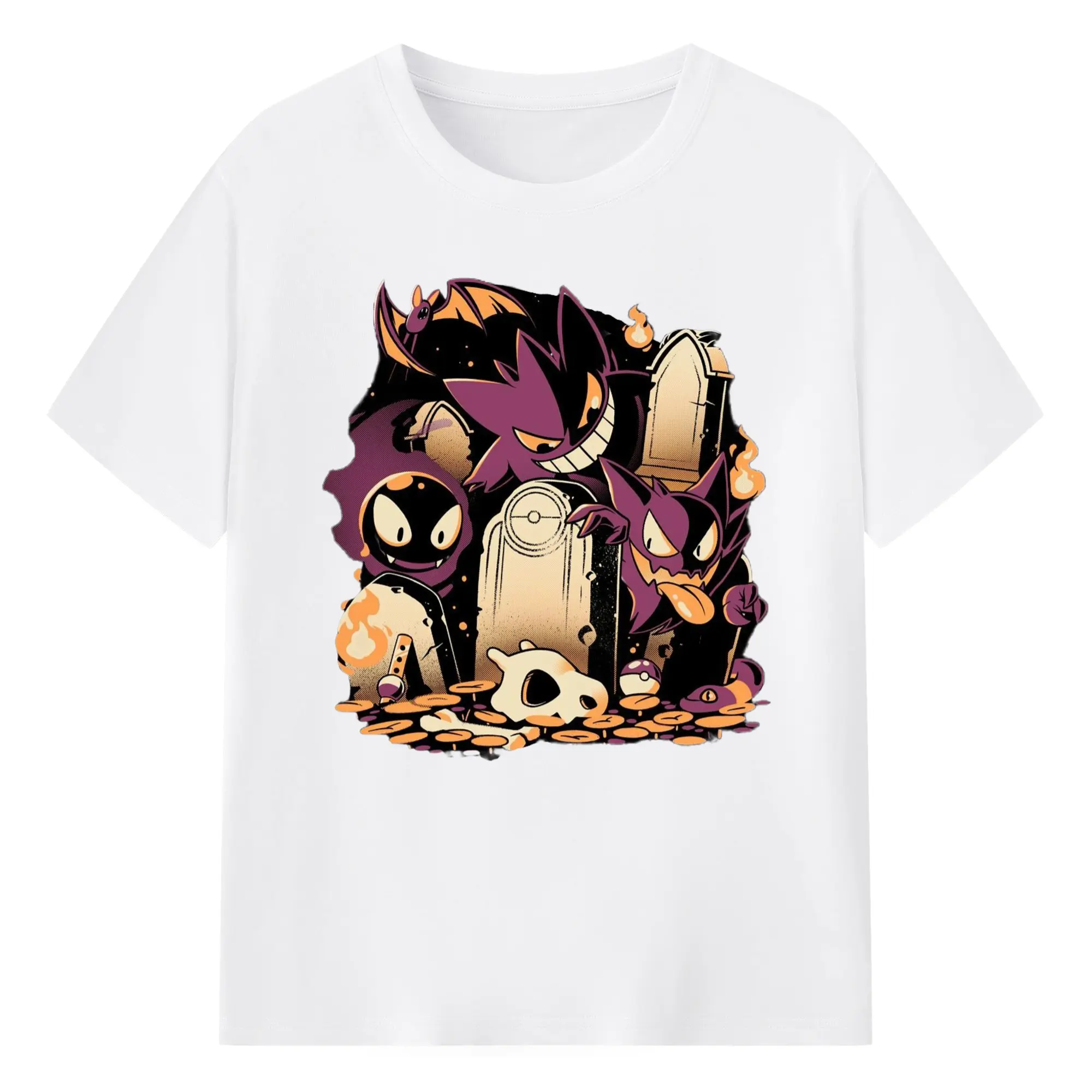 Gengar vintage t shirt​ - 180g Cotton T-Shirt With Front Heat Transfer Print – Soft, Lightweight, Fitted Design – Comfortable Casual Wear For Sports & Everyday Use