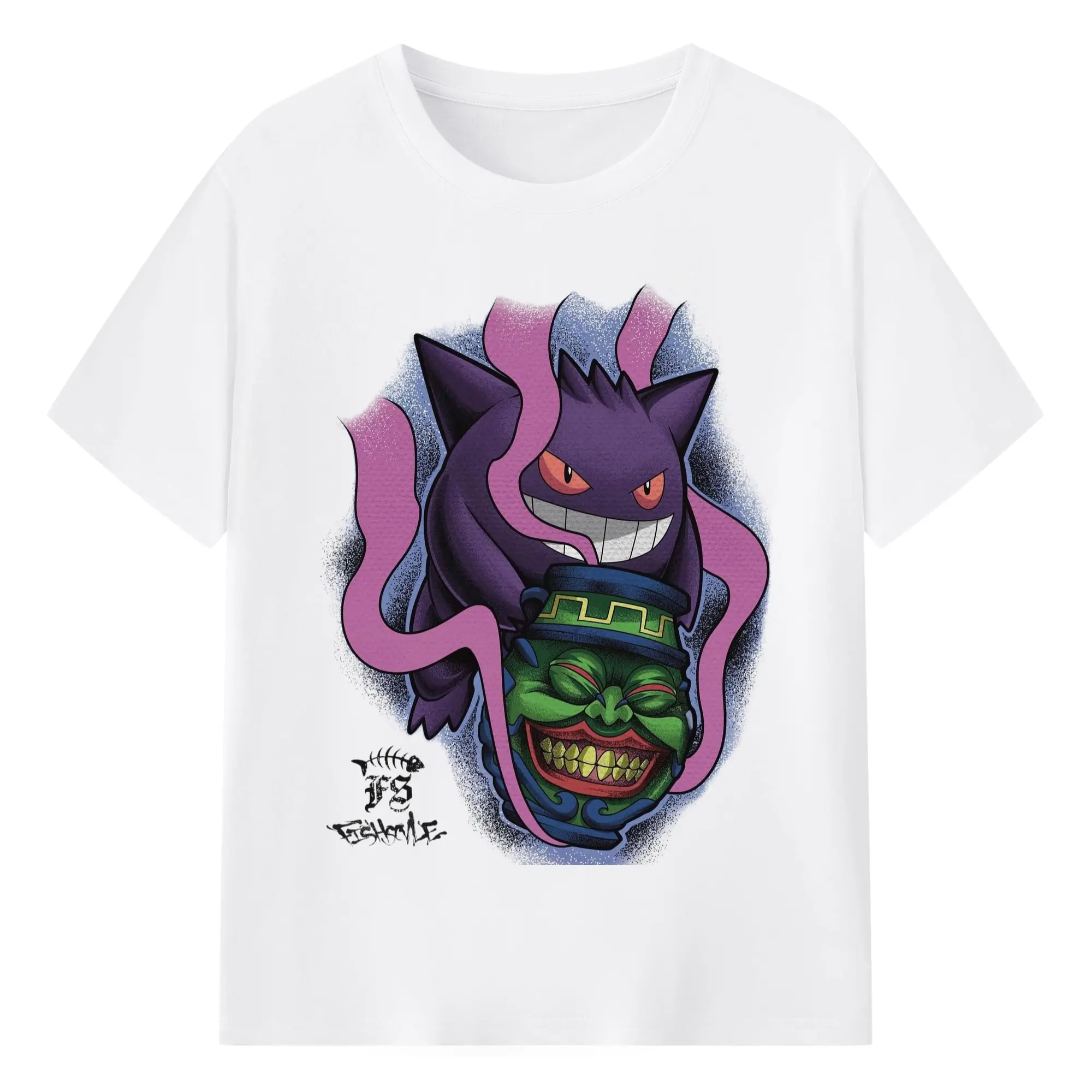 Gengar vintage tee - 180g Cotton T-Shirt With Front Heat Transfer Print – Soft, Lightweight, Fitted Design – Comfortable Casual Wear For Sports & Everyday Use