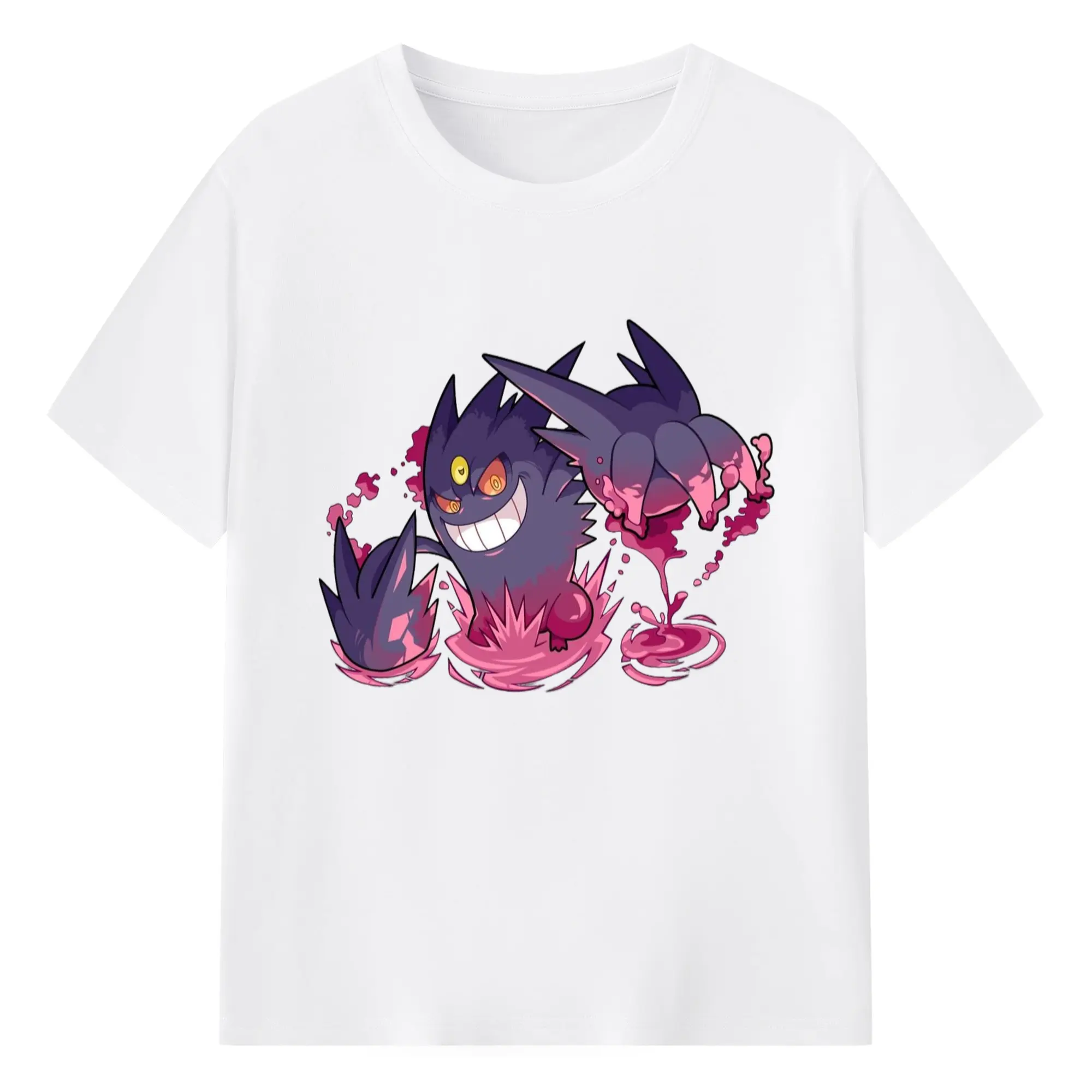 Mage gengar evolution t shirt - 180g Cotton T-Shirt With Front Heat Transfer Print – Soft, Lightweight, Fitted Design – Comfortable Casual Wear For Sports & Everyday Use