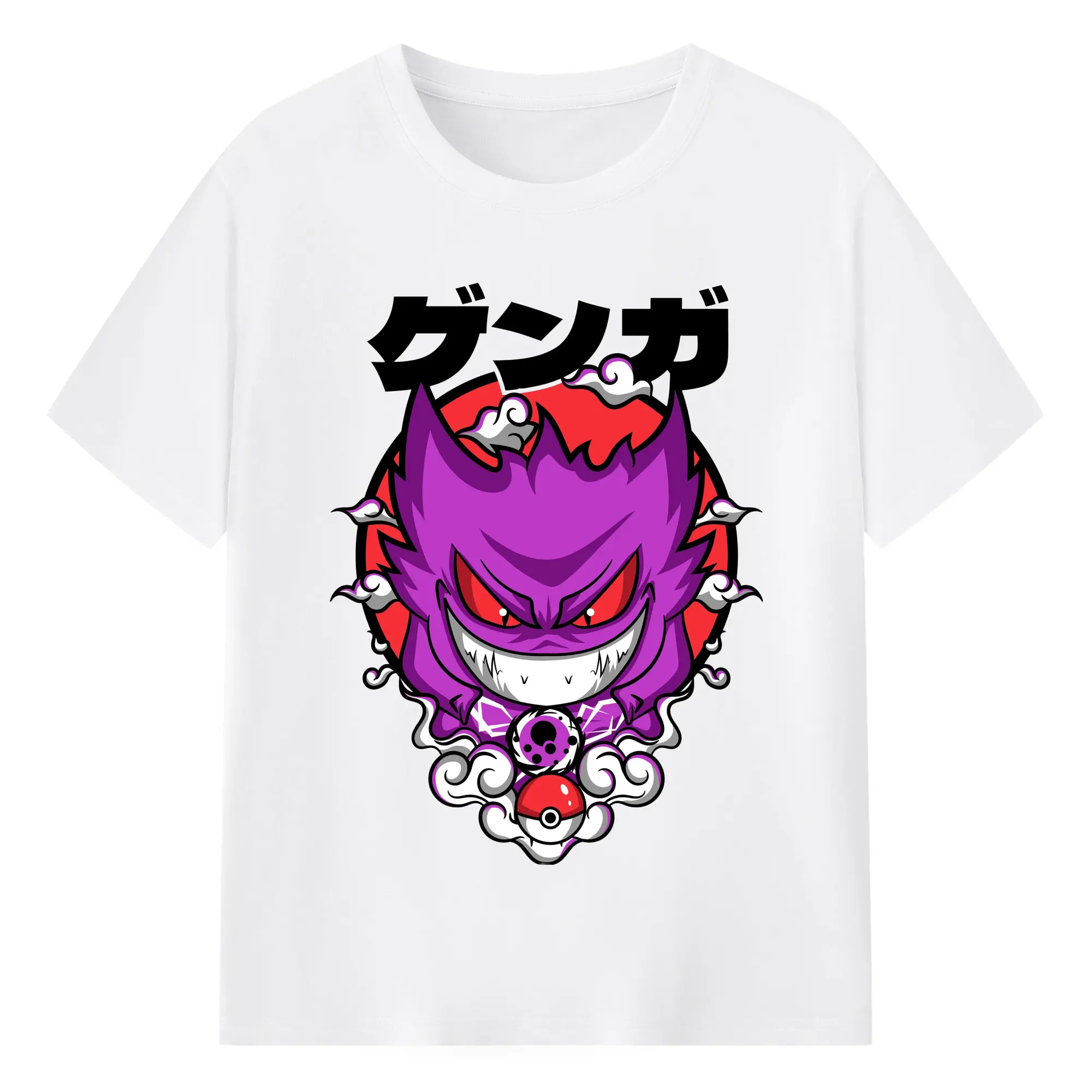 Men pokemen gengar t shirt - 180g Cotton T-Shirt With Front Heat Transfer Print – Soft, Lightweight, Fitted Design – Comfortable Casual Wear For Sports & Everyday Use