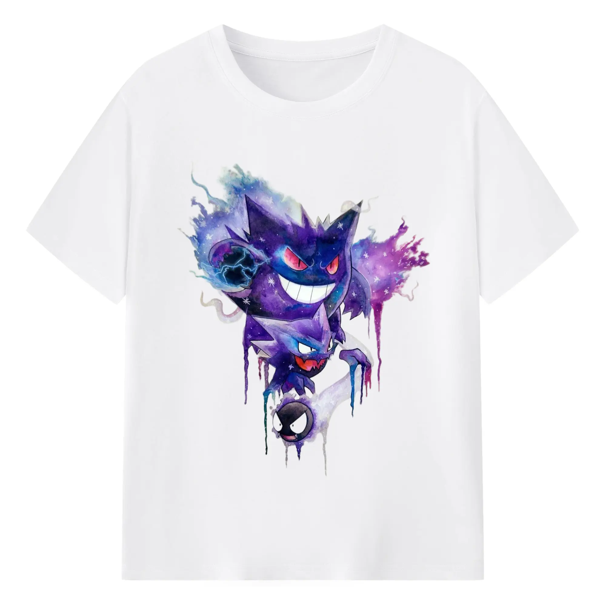 Men pokemen gengar tee - 180g Cotton T-Shirt With Front Heat Transfer Print – Soft, Lightweight, Fitted Design – Comfortable Casual Wear For Sports & Everyday Use
