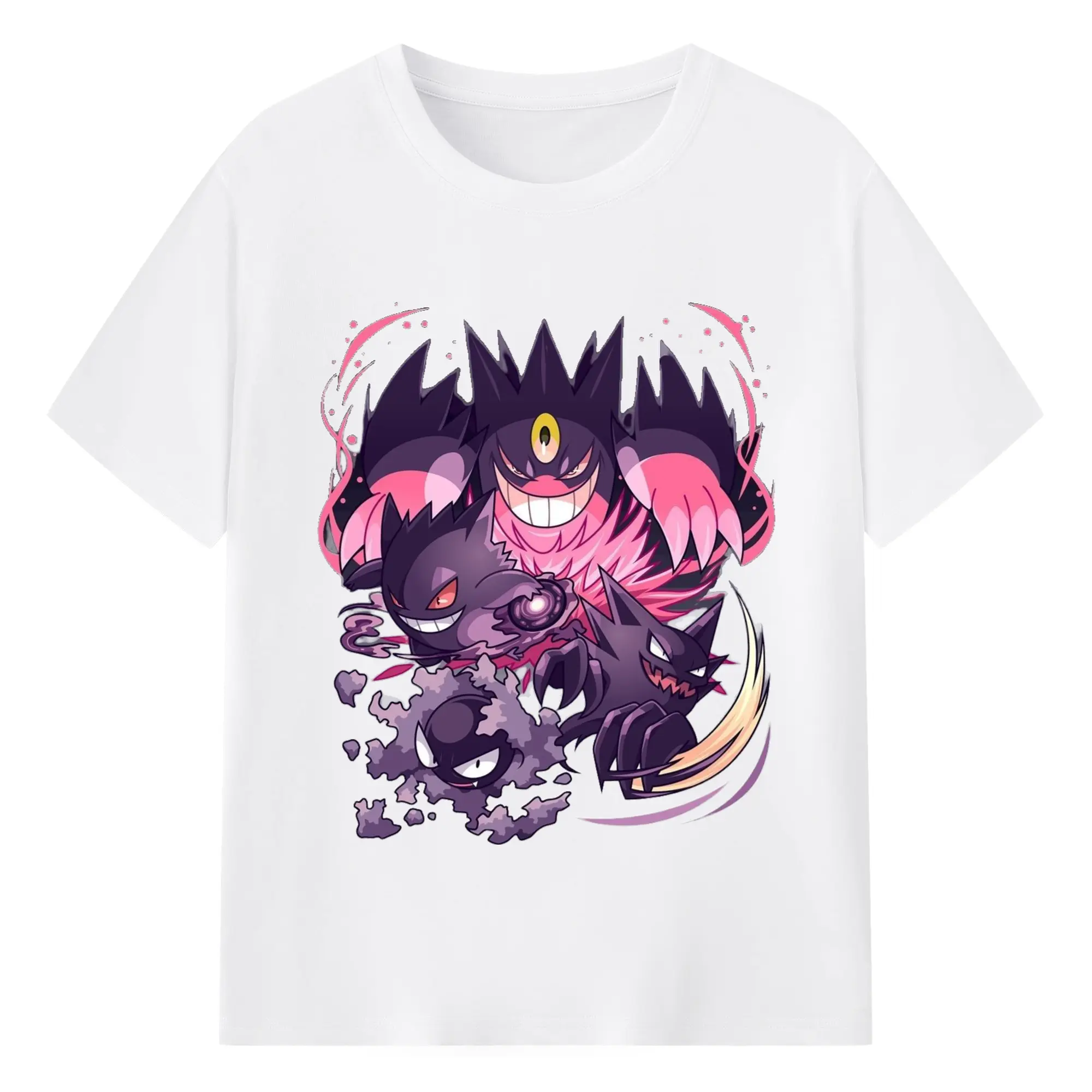 Pokemen gengar college tee - 180g Cotton T-Shirt With Front Heat Transfer Print – Soft, Lightweight, Fitted Design – Comfortable Casual Wear For Sports & Everyday Use