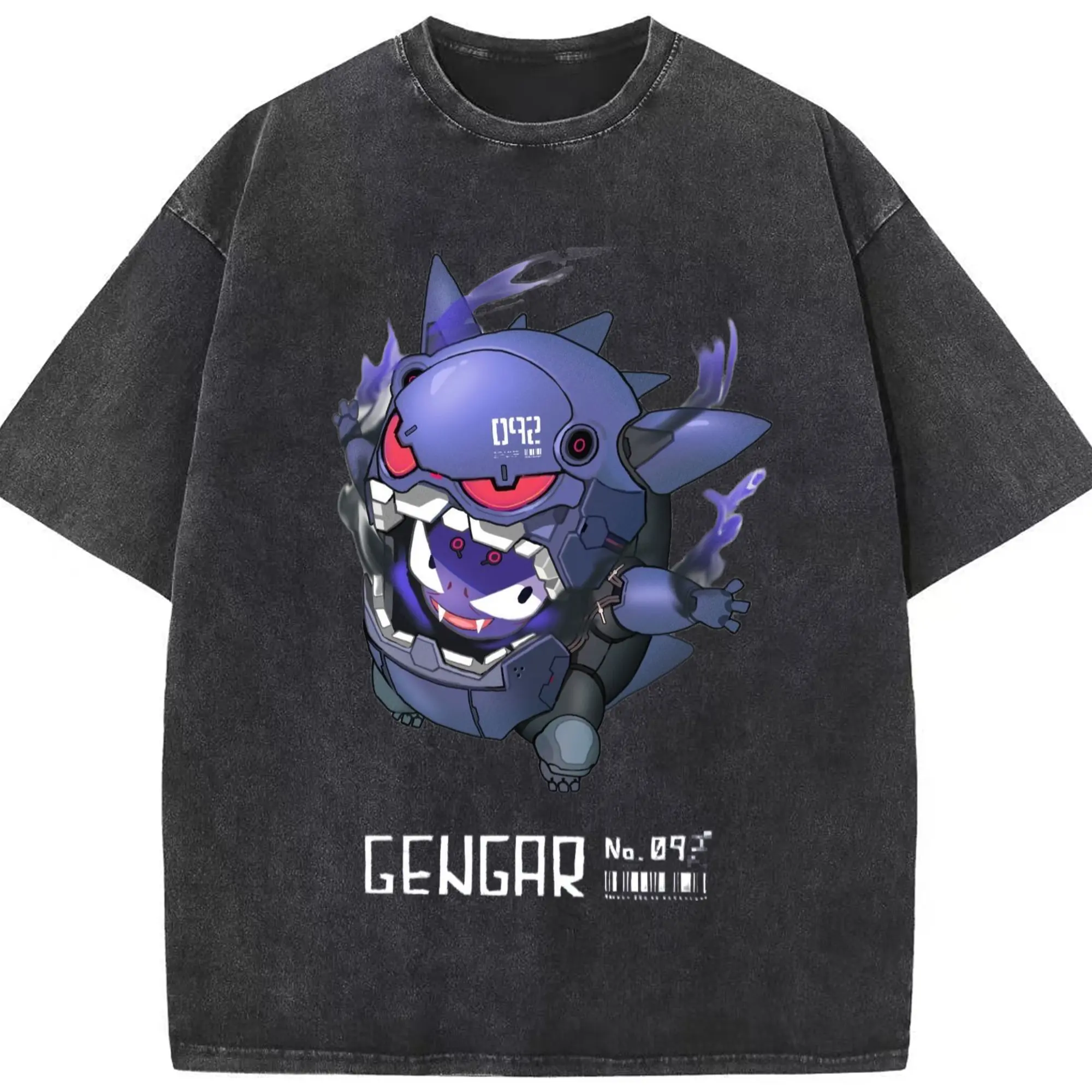 Pokemon gengar t shirt - Washed Vintage Look 230g Cotton Oversized T-Shirt With Front Heat Transfer Print – Soft, Lightweight, Stylish Fit – Comfortable Casual Wear For Sports & Everyday Use