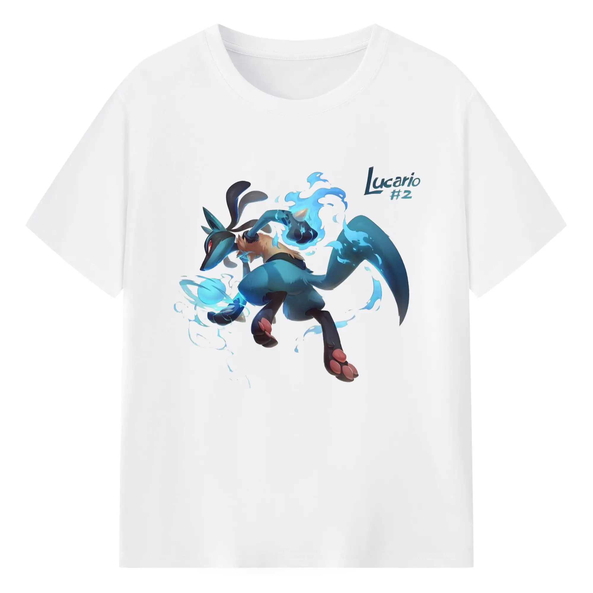 Cool lucario shirt - 180g Cotton T-Shirt With Front Heat Transfer Print – Soft, Lightweight, Fitted Design – Comfortable Casual Wear For Sports & Everyday Use