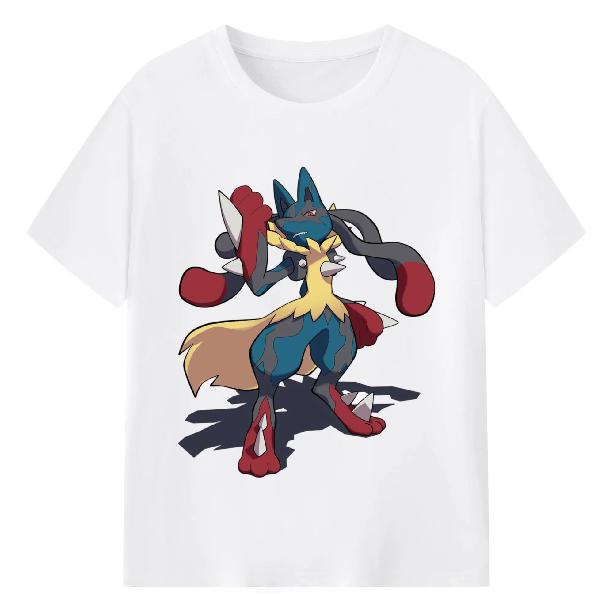 Mega lucario shirt​ - 180g Cotton T-Shirt With Front Heat Transfer Print – Soft, Lightweight, Fitted Design – Comfortable Casual Wear For Sports & Everyday Use